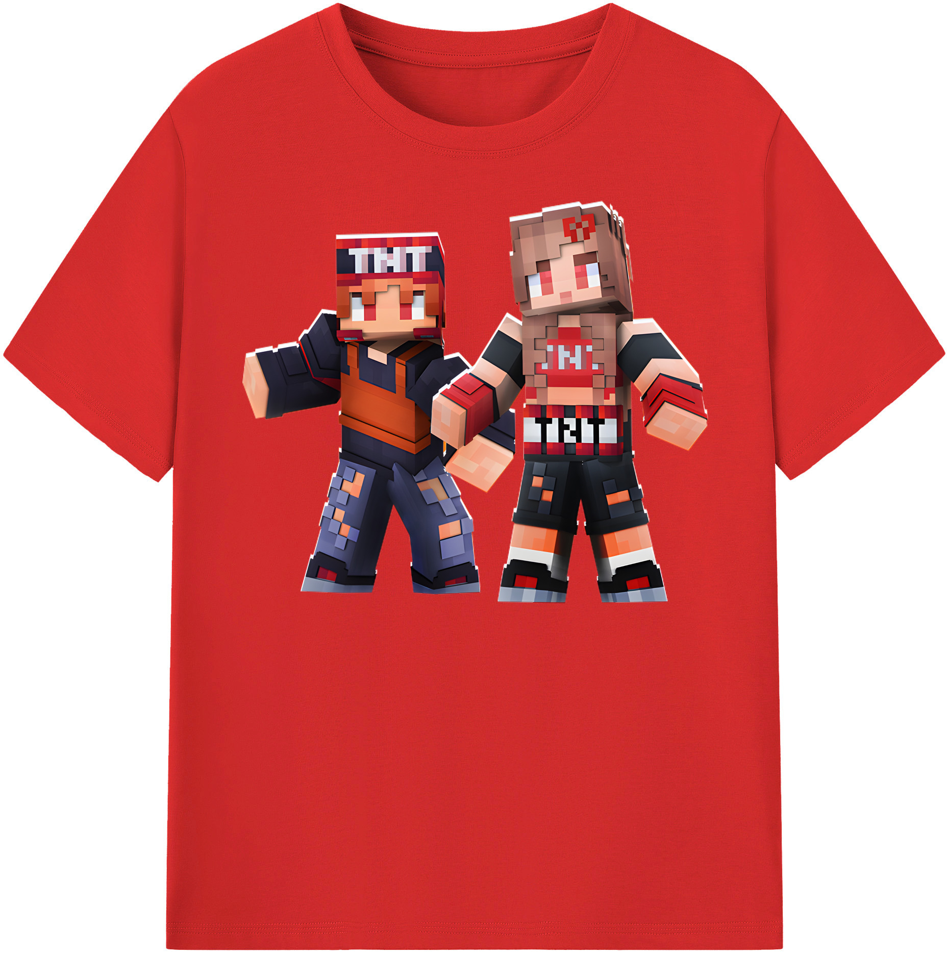 （画像用） マインクラフト ブロックの世界 Minecraft MC Block world レディースカジュアルプリントTシャツ（綿100％）