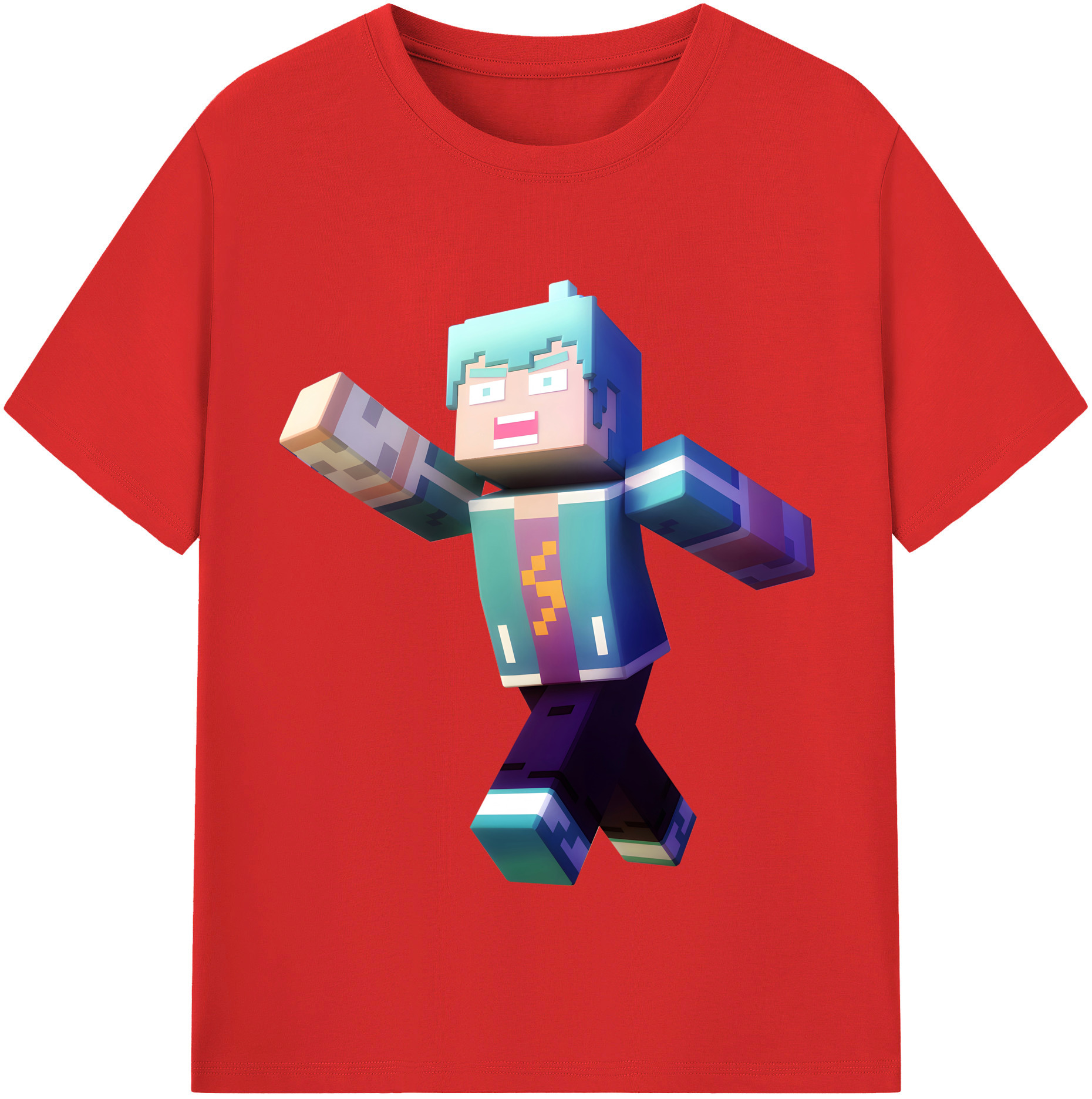 （画像用） マインクラフト ブロックの世界 Minecraft MC Block world レディースカジュアルプリントTシャツ（綿100％）