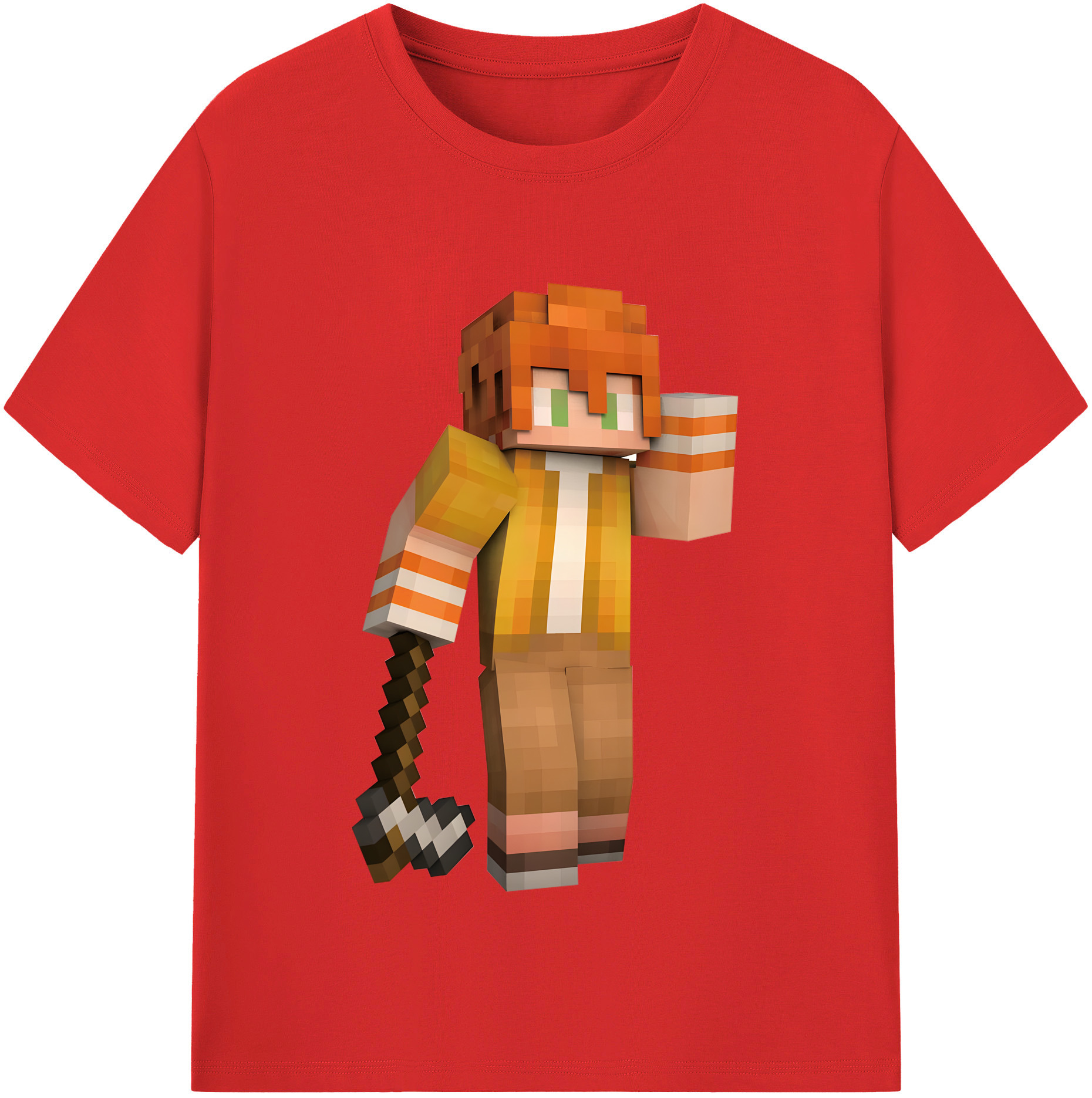 （画像用） マインクラフト ブロックの世界 Minecraft MC Block world レディースカジュアルプリントTシャツ（綿100％）