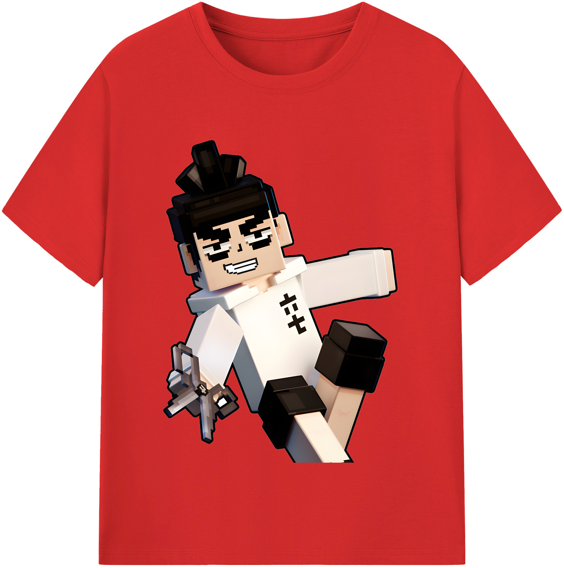 （画像用） マインクラフト ブロックの世界 Minecraft MC Block world レディースカジュアルプリントTシャツ（綿100％）