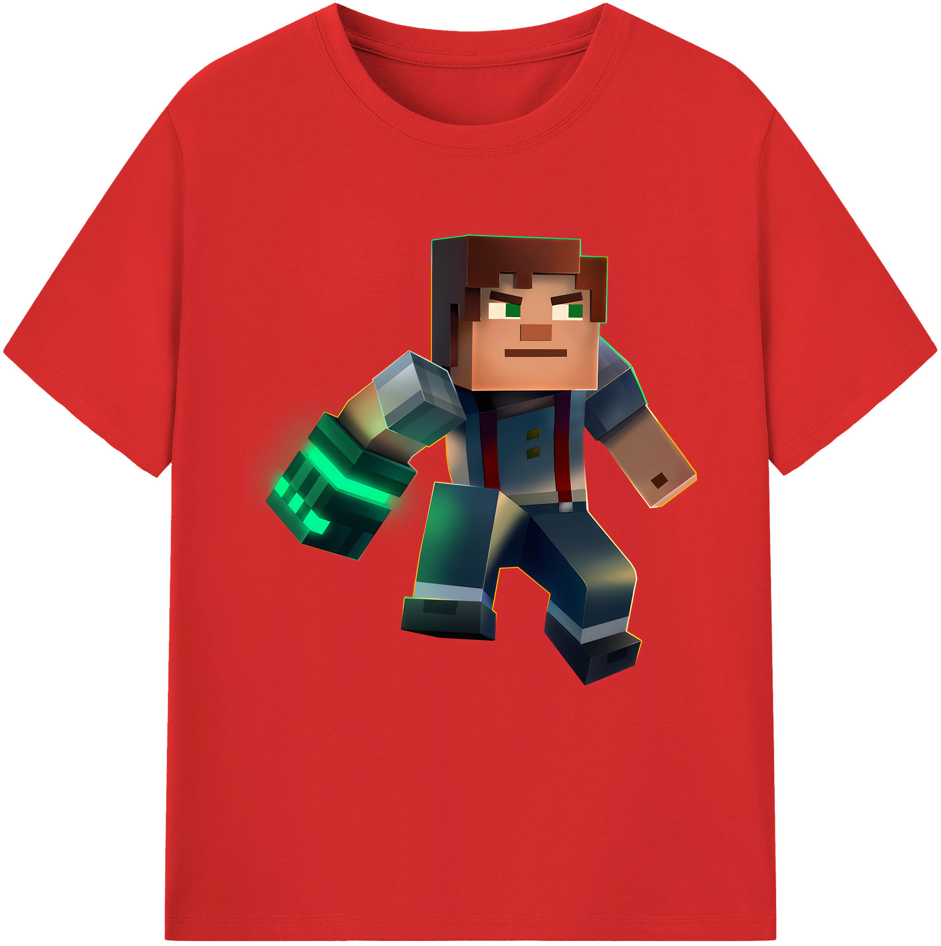（画像用） マインクラフト ブロックの世界 Minecraft MC Block world レディースカジュアルプリントTシャツ（綿100％）