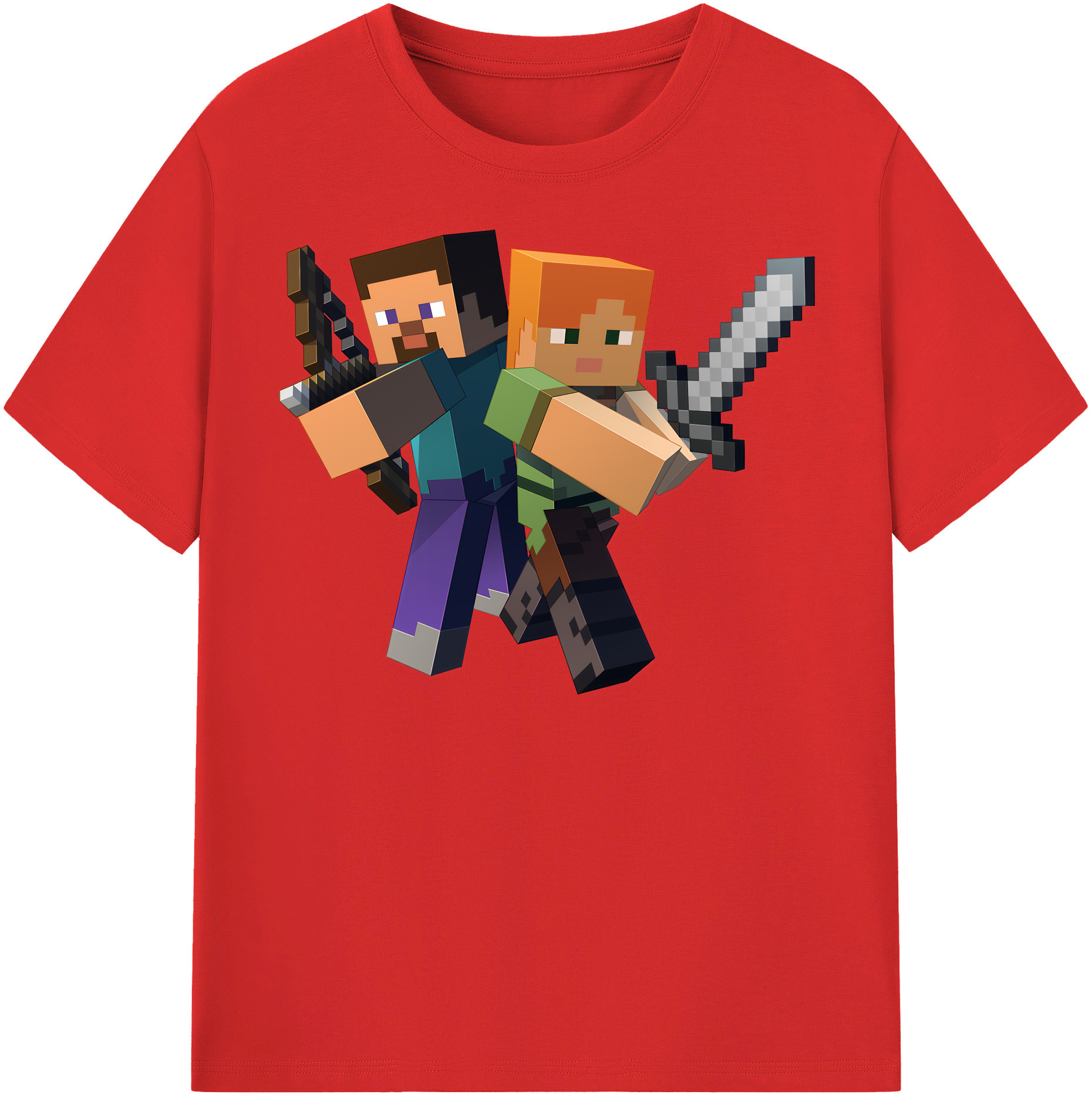 （画像用） マインクラフト ブロックの世界 Minecraft MC Block world レディースカジュアルプリントTシャツ（綿100％）