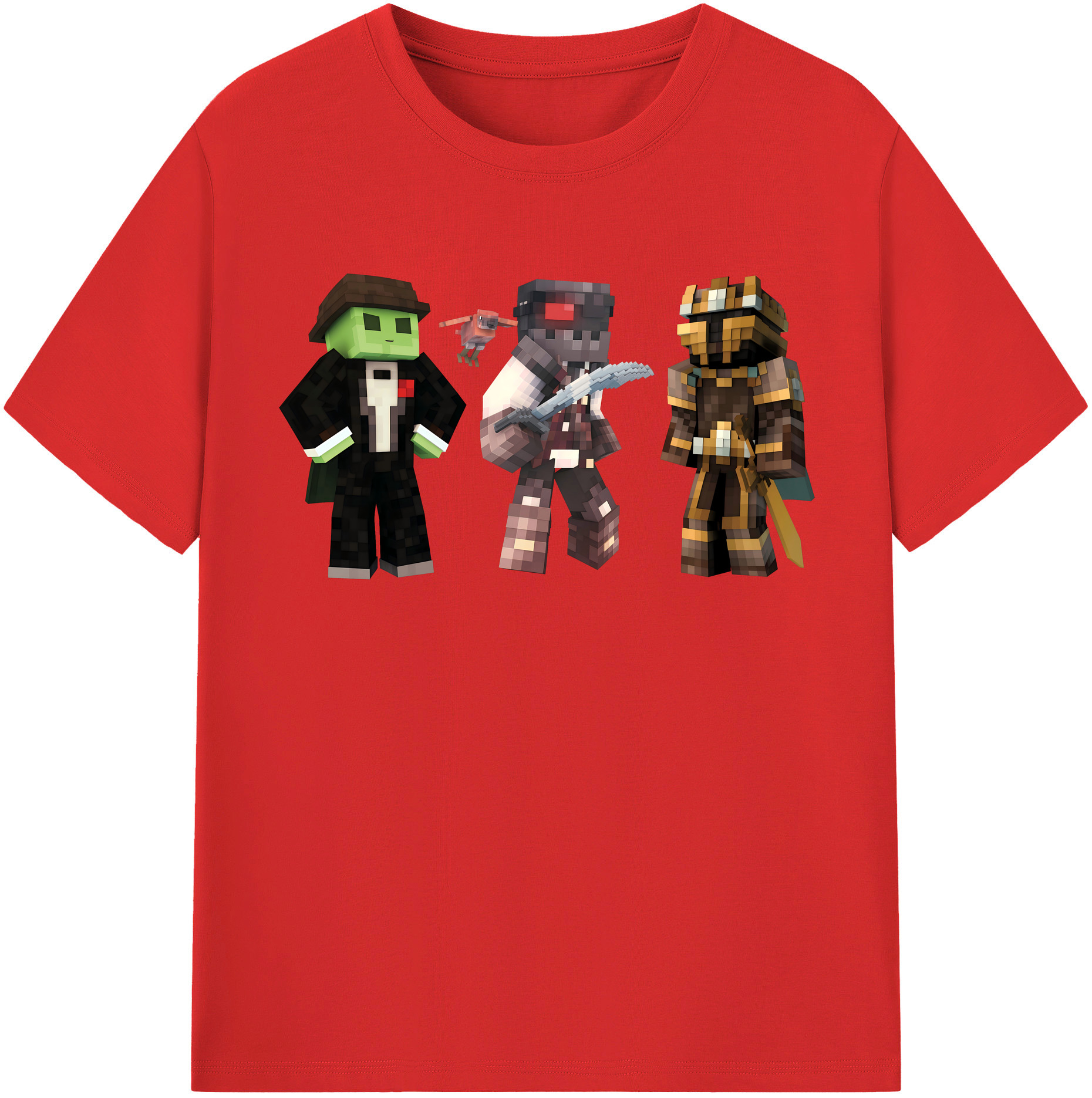 （画像用） マインクラフト ブロックの世界 Minecraft MC Block world レディースカジュアルプリントTシャツ（綿100％）