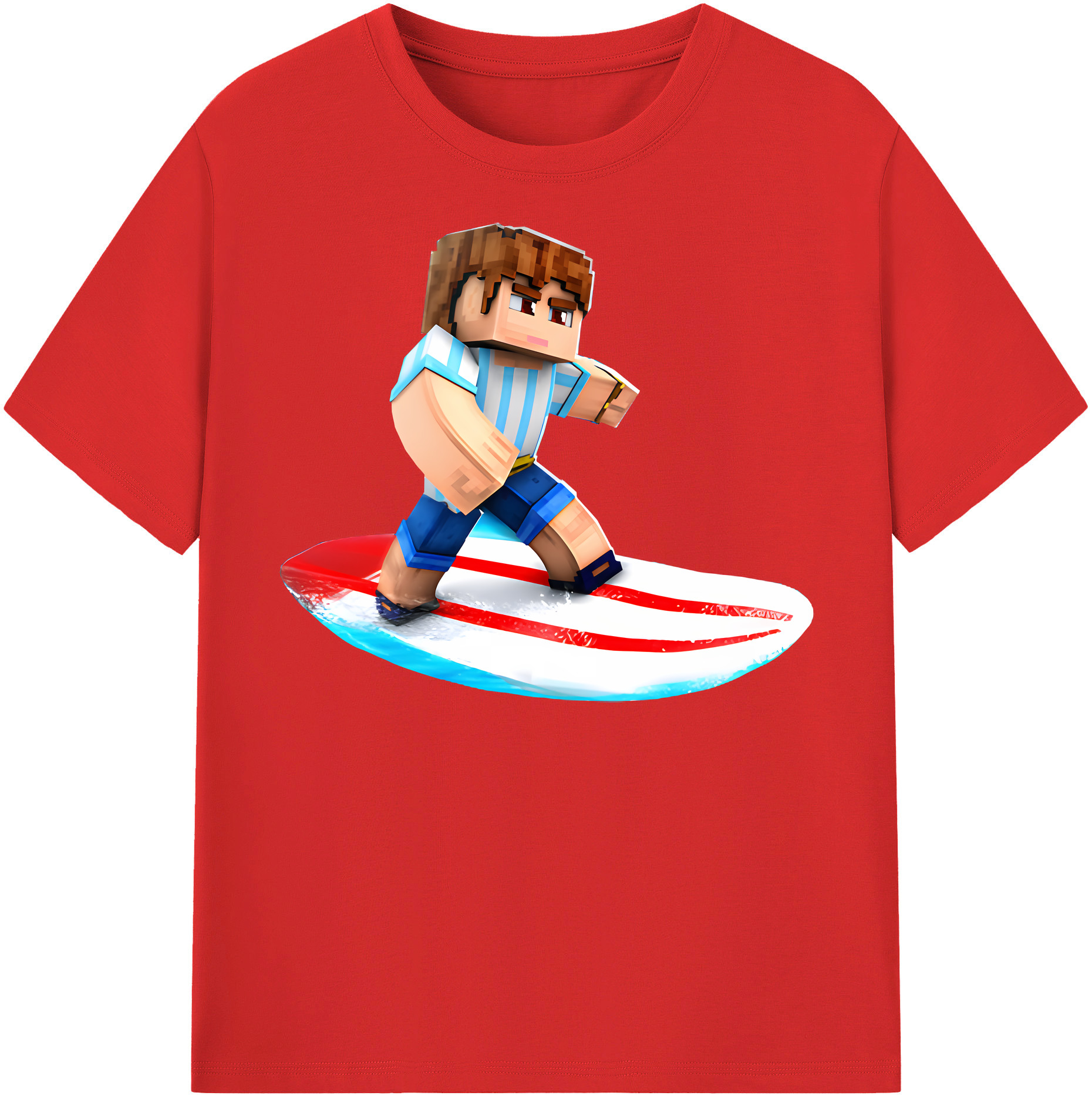 （画像用） マインクラフト ブロックの世界 Minecraft MC Block world レディースカジュアルプリントTシャツ（綿100％）