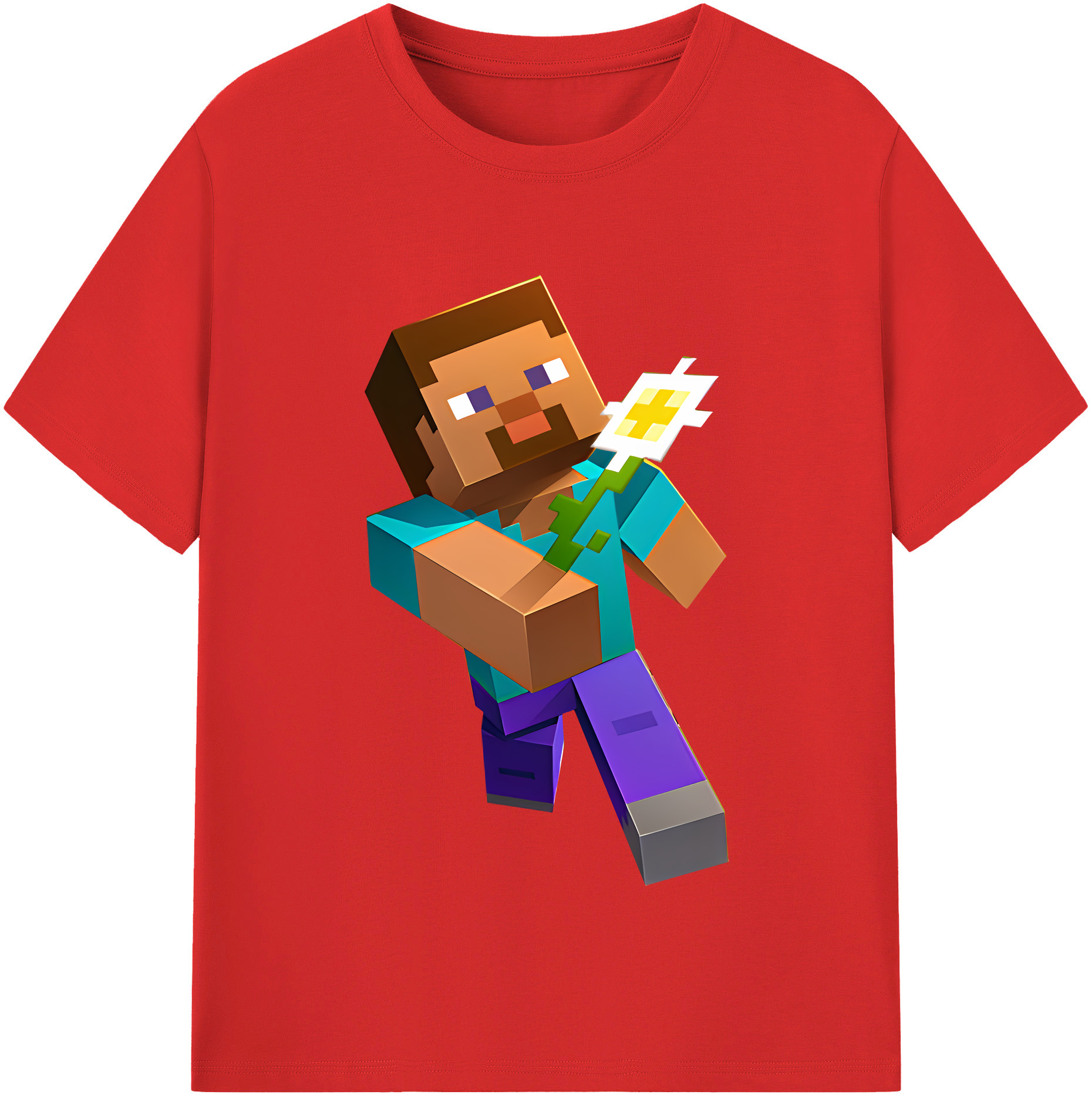 （画像用） マインクラフト ブロックの世界 Minecraft MC Block world レディースカジュアルプリントTシャツ（綿100％）