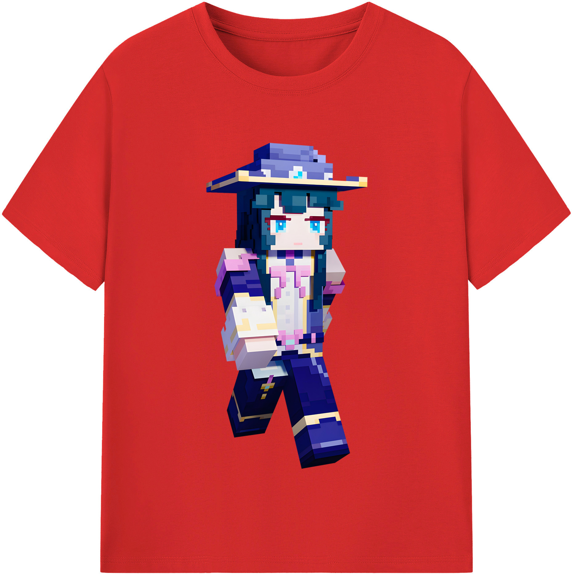 （画像用） マインクラフト ブロックの世界 Minecraft MC Block world レディースカジュアルプリントTシャツ（綿100％）