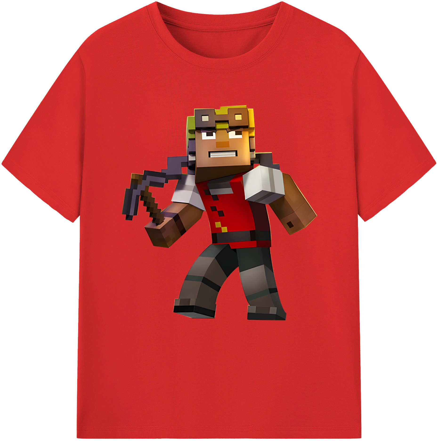 （画像用） マインクラフト ブロックの世界 Minecraft MC Block world レディースカジュアルプリントTシャツ（綿100％）