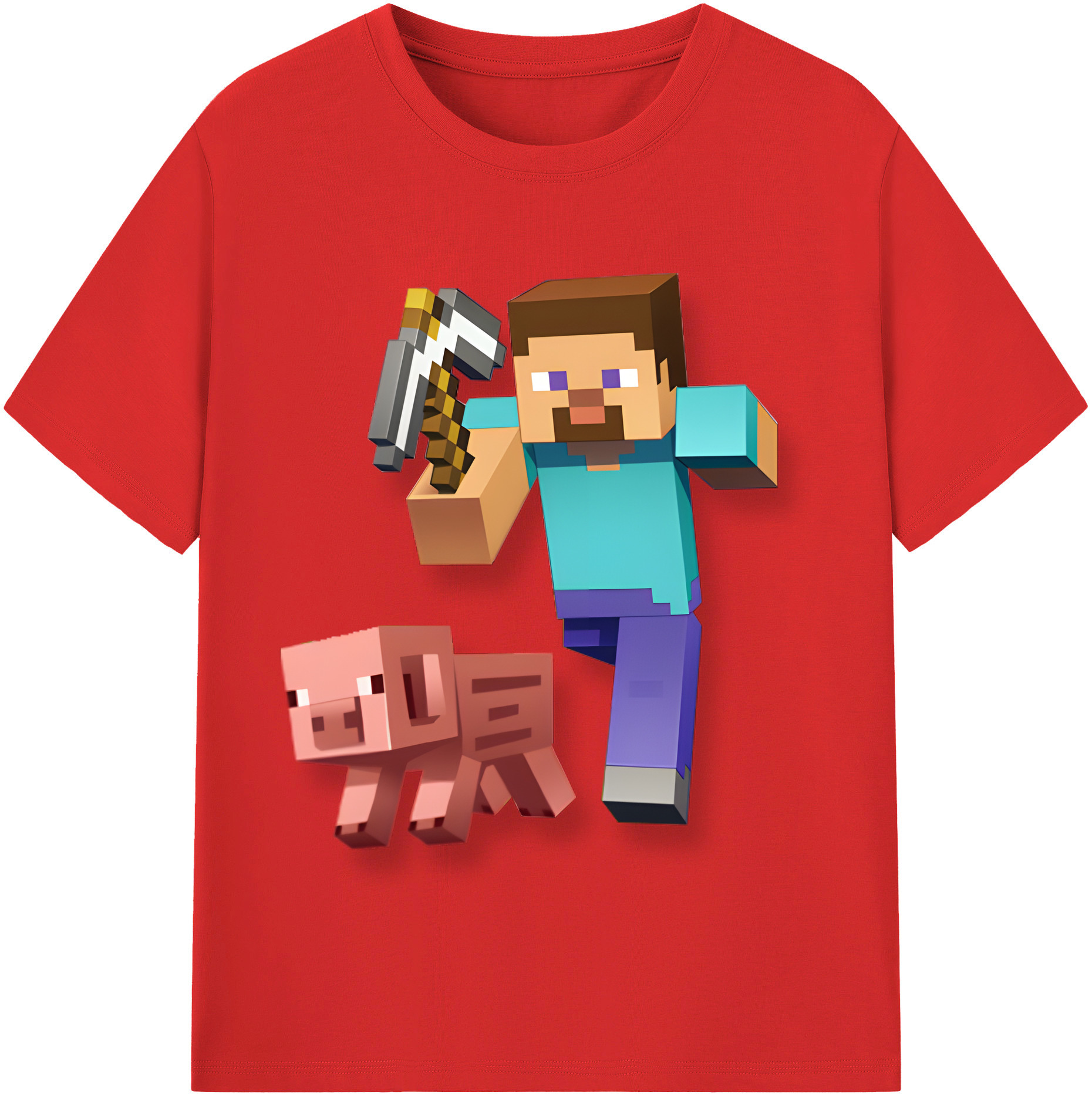 （画像用） マインクラフト ブロックの世界 Minecraft MC Block world レディースカジュアルプリントTシャツ（綿100％）