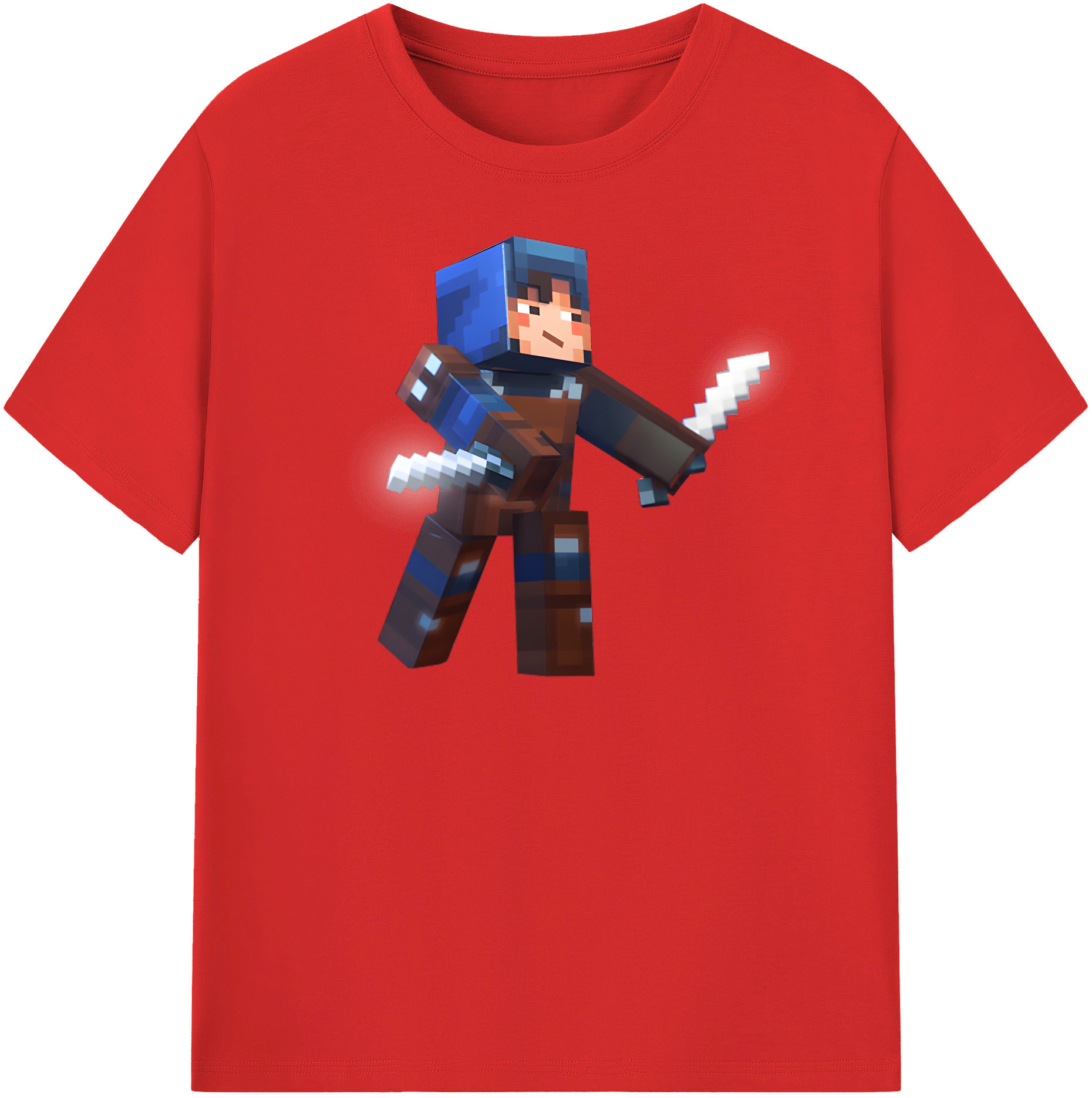 （画像用） マインクラフト ブロックの世界 Minecraft MC Block world レディースカジュアルプリントTシャツ（綿100％）