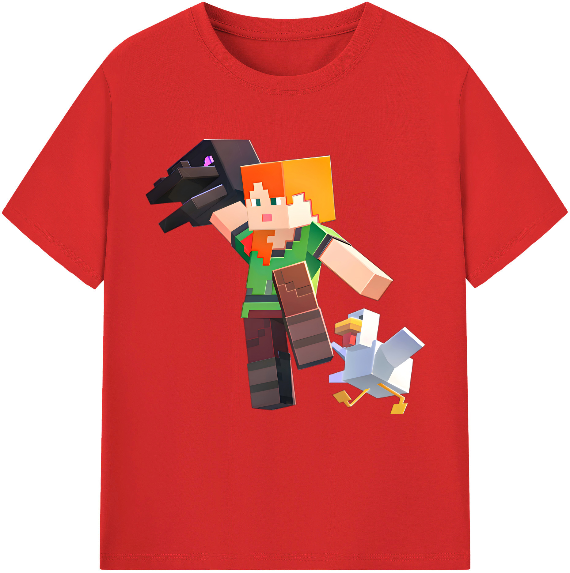 （画像用） マインクラフト ブロックの世界 Minecraft MC Block world レディースカジュアルプリントTシャツ（綿100％）