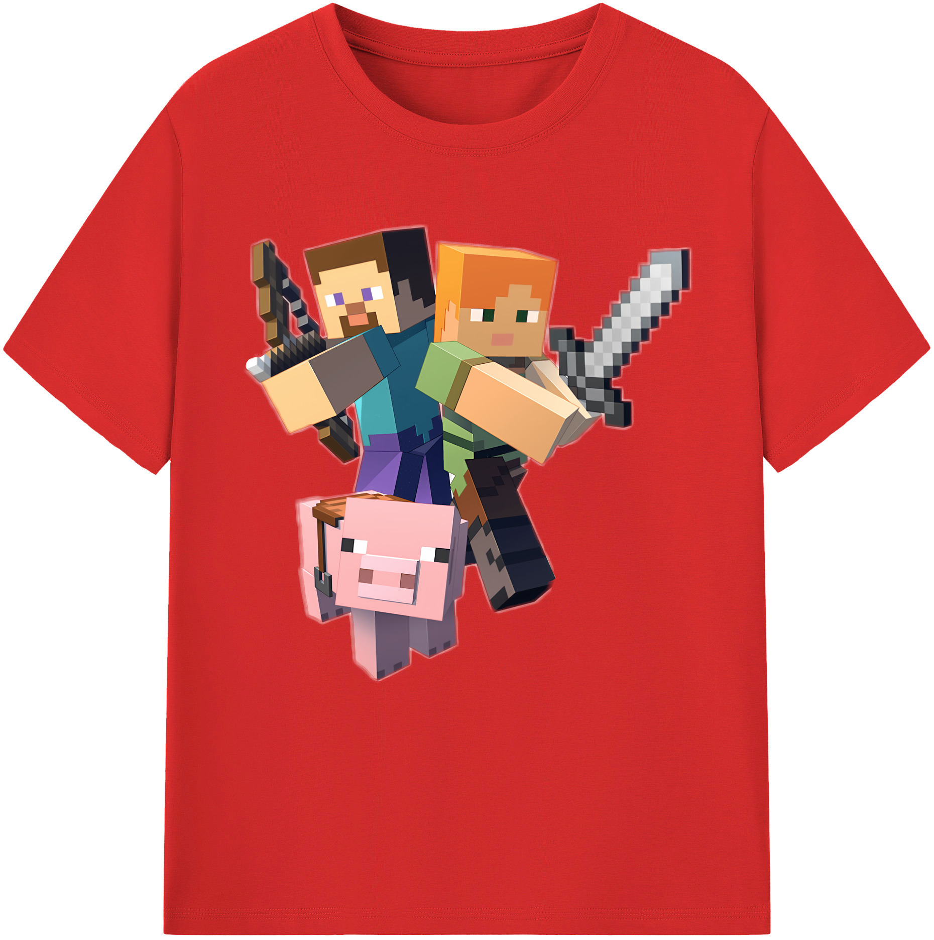 （画像用） マインクラフト ブロックの世界 Minecraft MC Block world レディースカジュアルプリントTシャツ（綿100％）