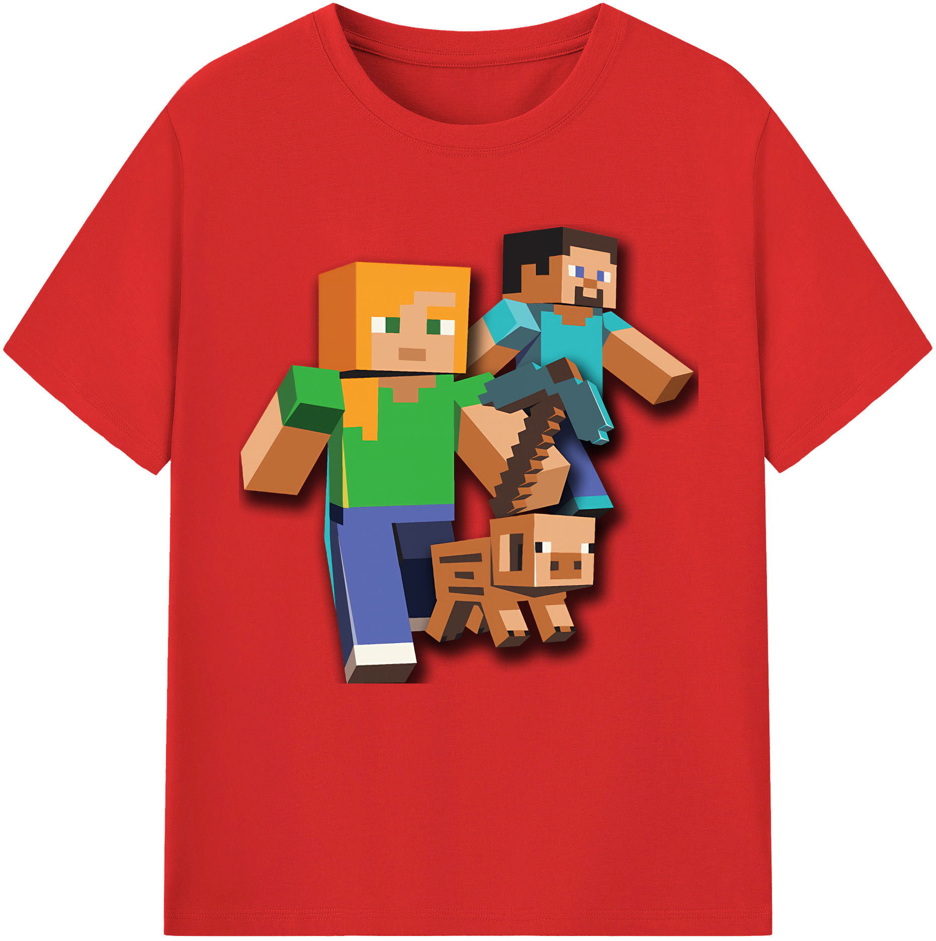 （画像用） マインクラフト ブロックの世界 Minecraft MC Block world レディースカジュアルプリントTシャツ（綿100％）