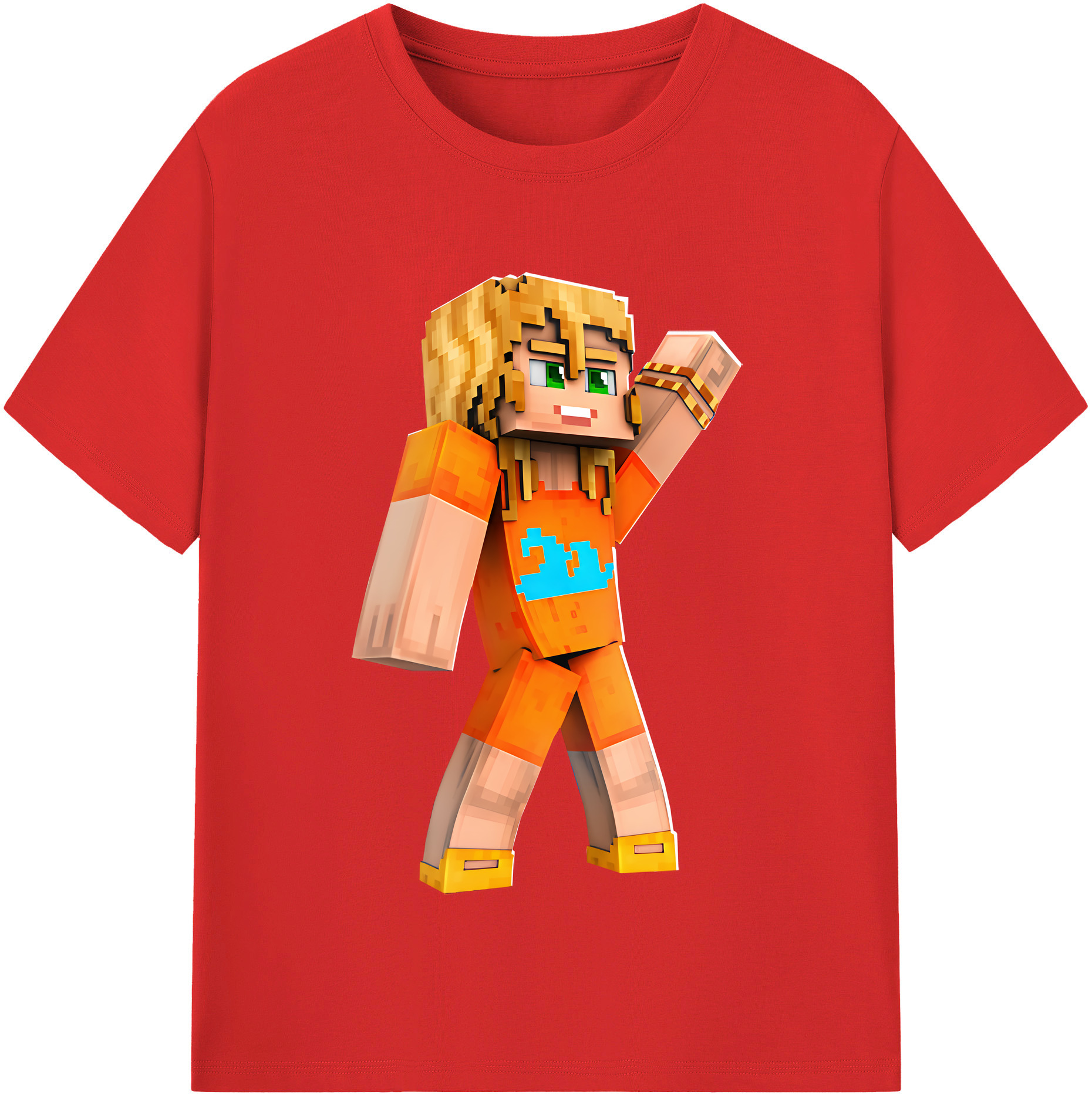 （画像用） マインクラフト ブロックの世界 Minecraft MC Block world レディースカジュアルプリントTシャツ（綿100％）