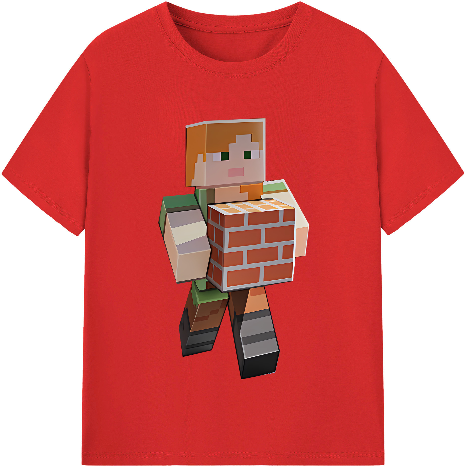 （画像用） マインクラフト ブロックの世界 Minecraft MC Block world レディースカジュアルプリントTシャツ（綿100％）