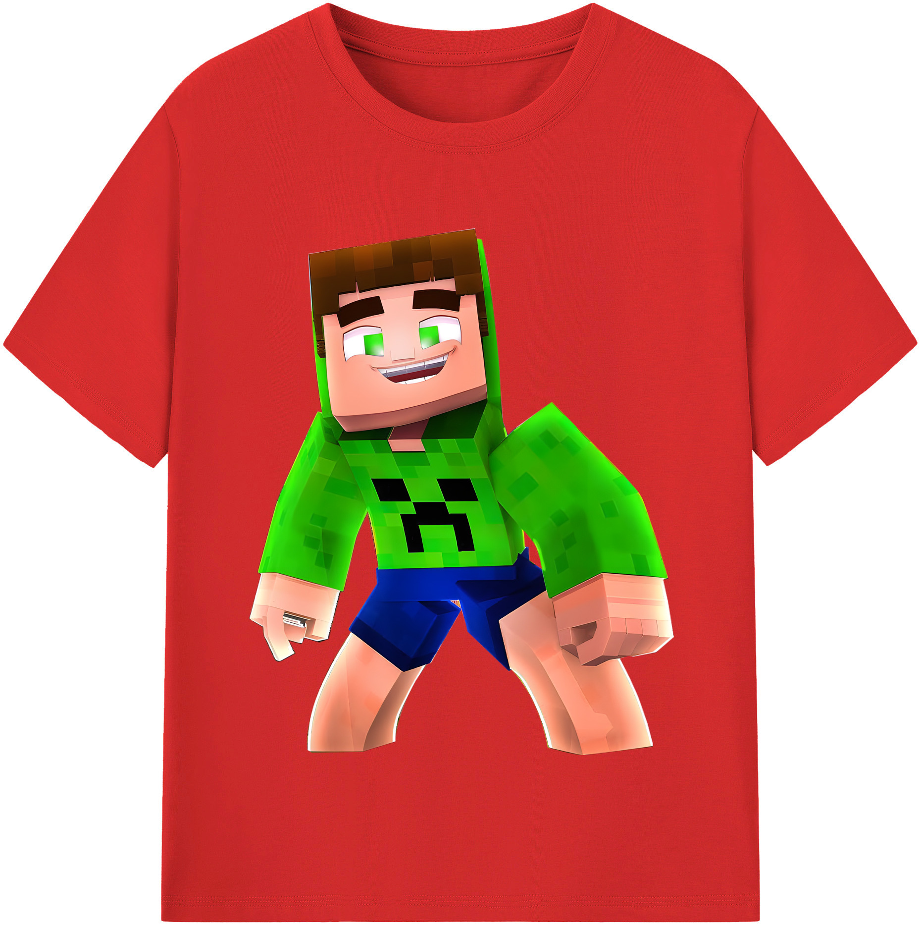 （画像用） マインクラフト ブロックの世界 Minecraft MC Block world レディースカジュアルプリントTシャツ（綿100％）