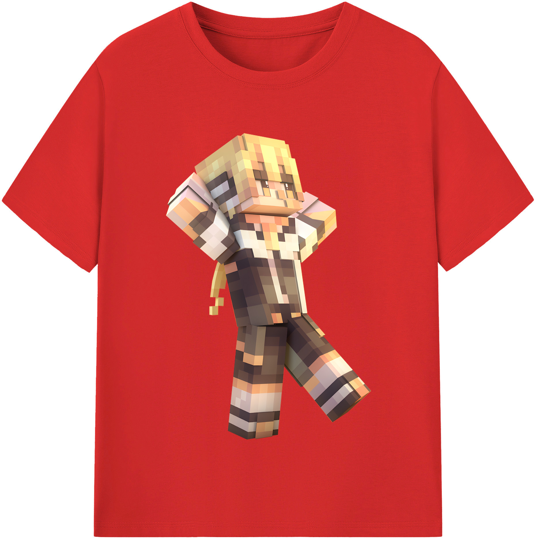 （画像用） マインクラフト ブロックの世界 Minecraft MC Block world レディースカジュアルプリントTシャツ（綿100％）