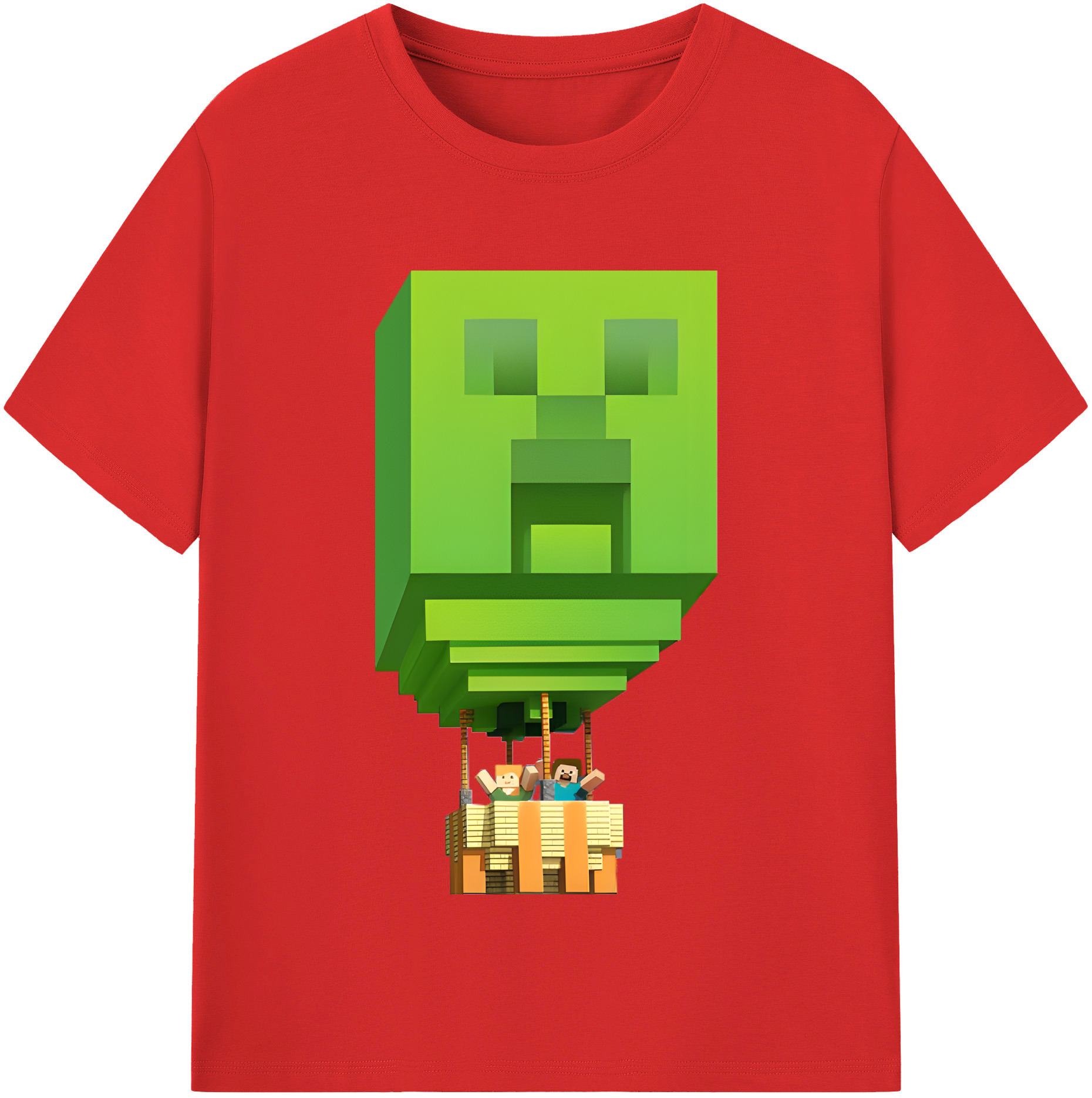 （画像用） マインクラフト ブロックの世界 Minecraft MC Block world レディースカジュアルプリントTシャツ（綿100％）