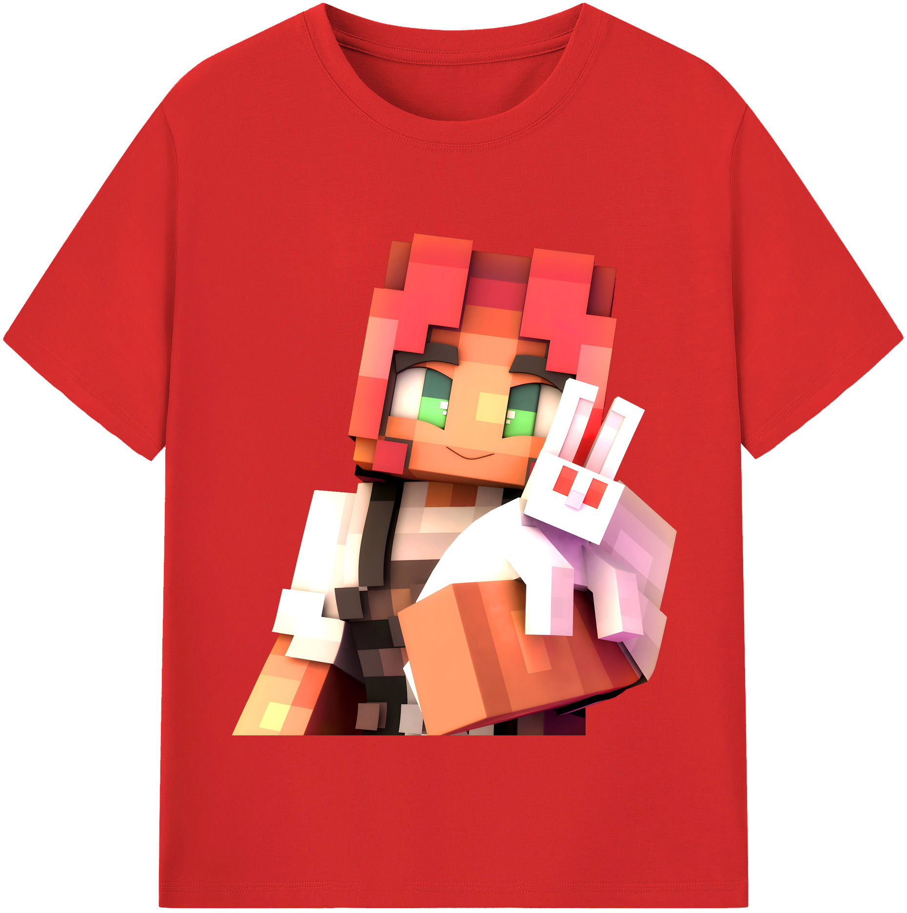 （画像用） マインクラフト ブロックの世界 Minecraft MC Block world レディースカジュアルプリントTシャツ（綿100％）