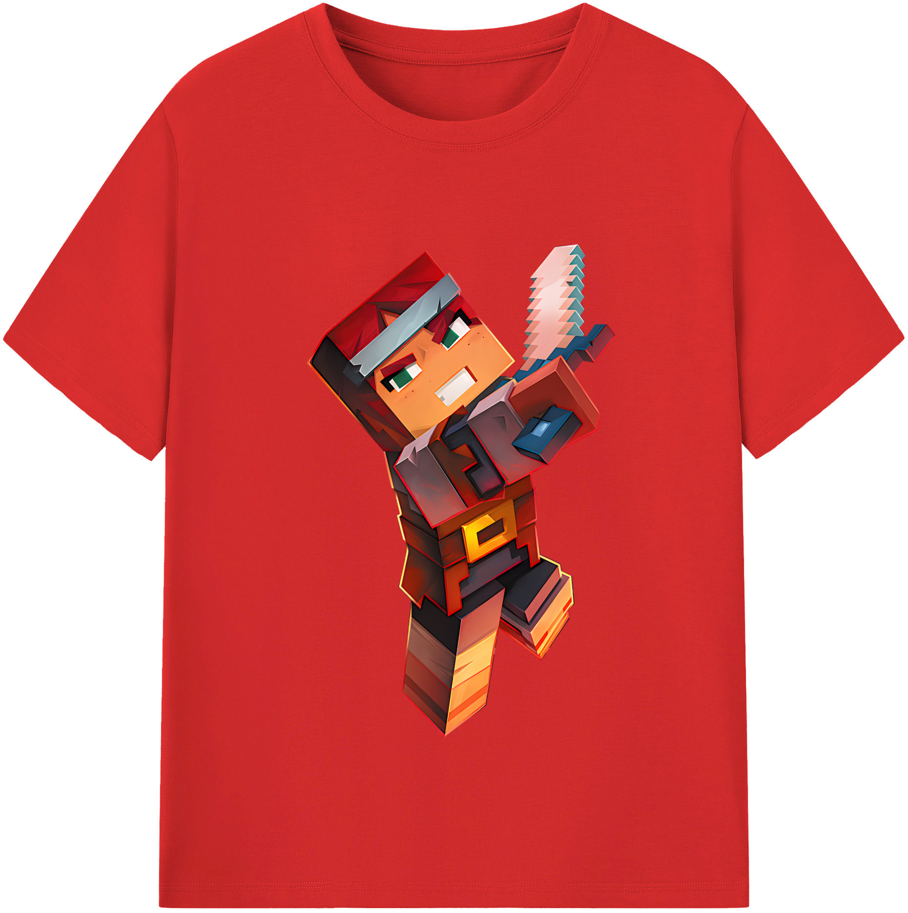 （画像用） マインクラフト ブロックの世界 Minecraft MC Block world レディースカジュアルプリントTシャツ（綿100％）