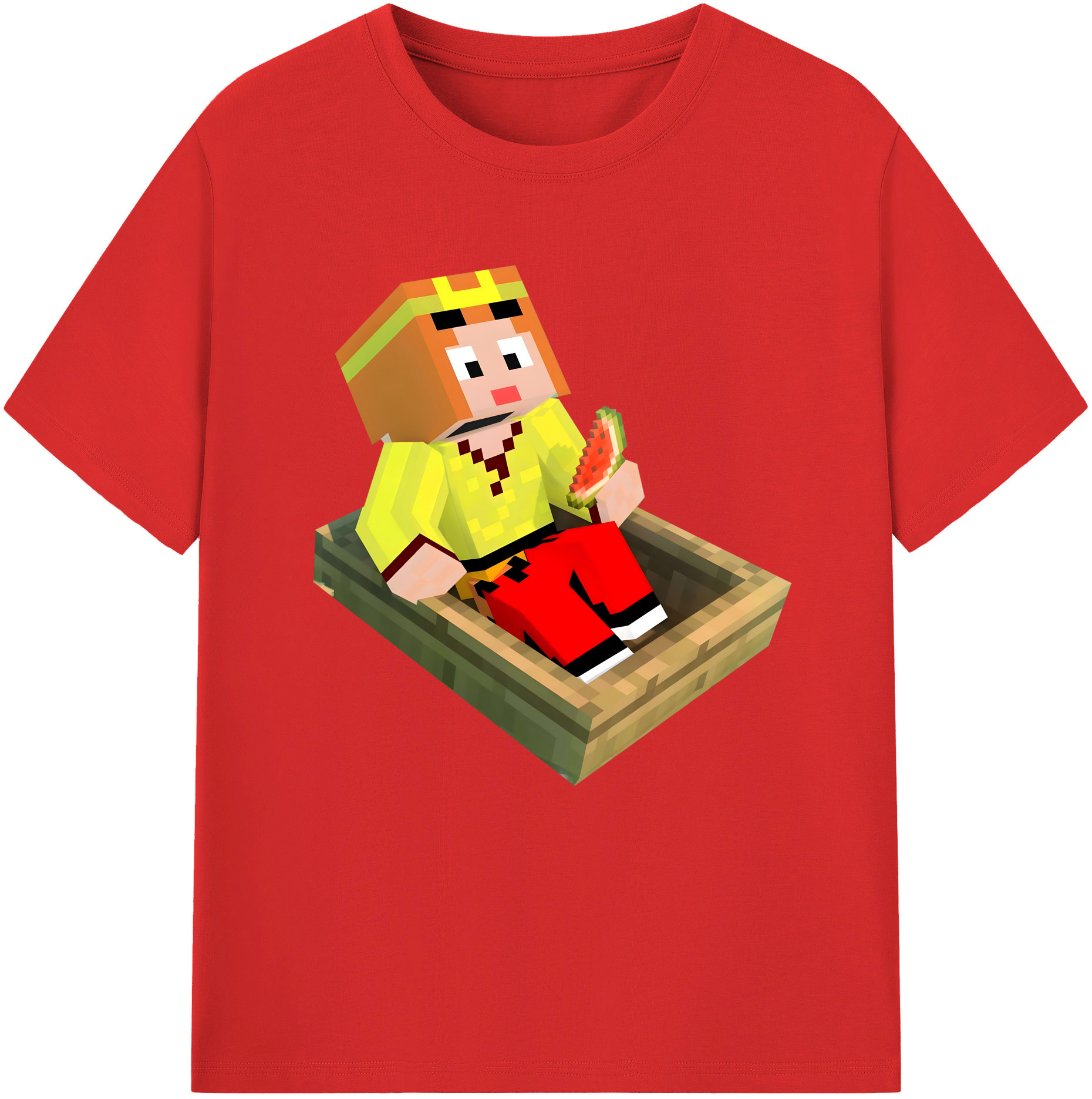 （画像用） マインクラフト ブロックの世界 Minecraft MC Block world レディースカジュアルプリントTシャツ（綿100％）