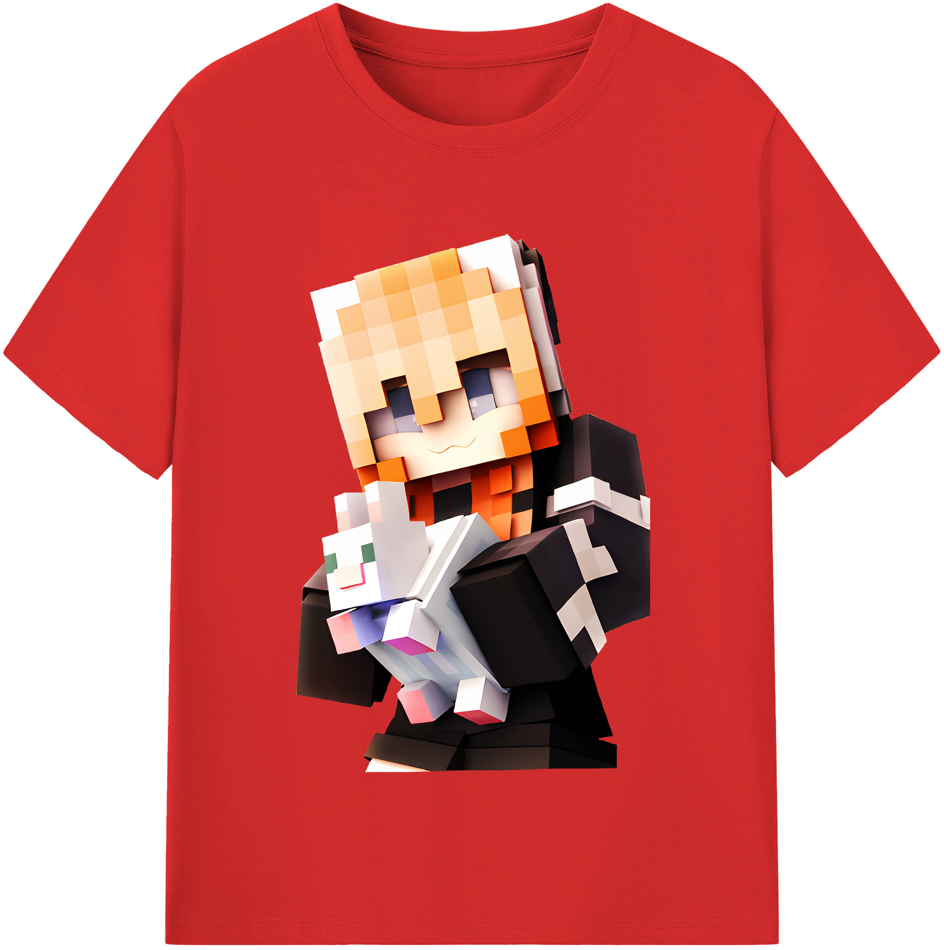 （画像用） マインクラフト ブロックの世界 Minecraft MC Block world レディースカジュアルプリントTシャツ（綿100％）