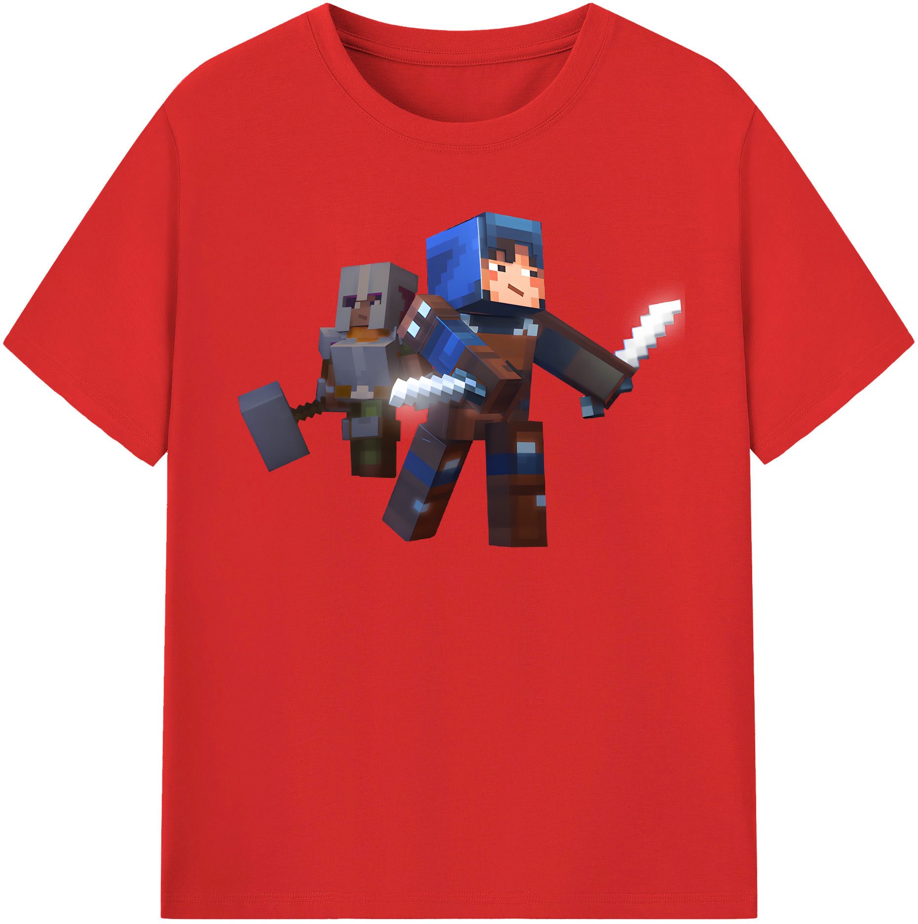 （画像用） マインクラフト ブロックの世界 Minecraft MC Block world レディースカジュアルプリントTシャツ（綿100％）