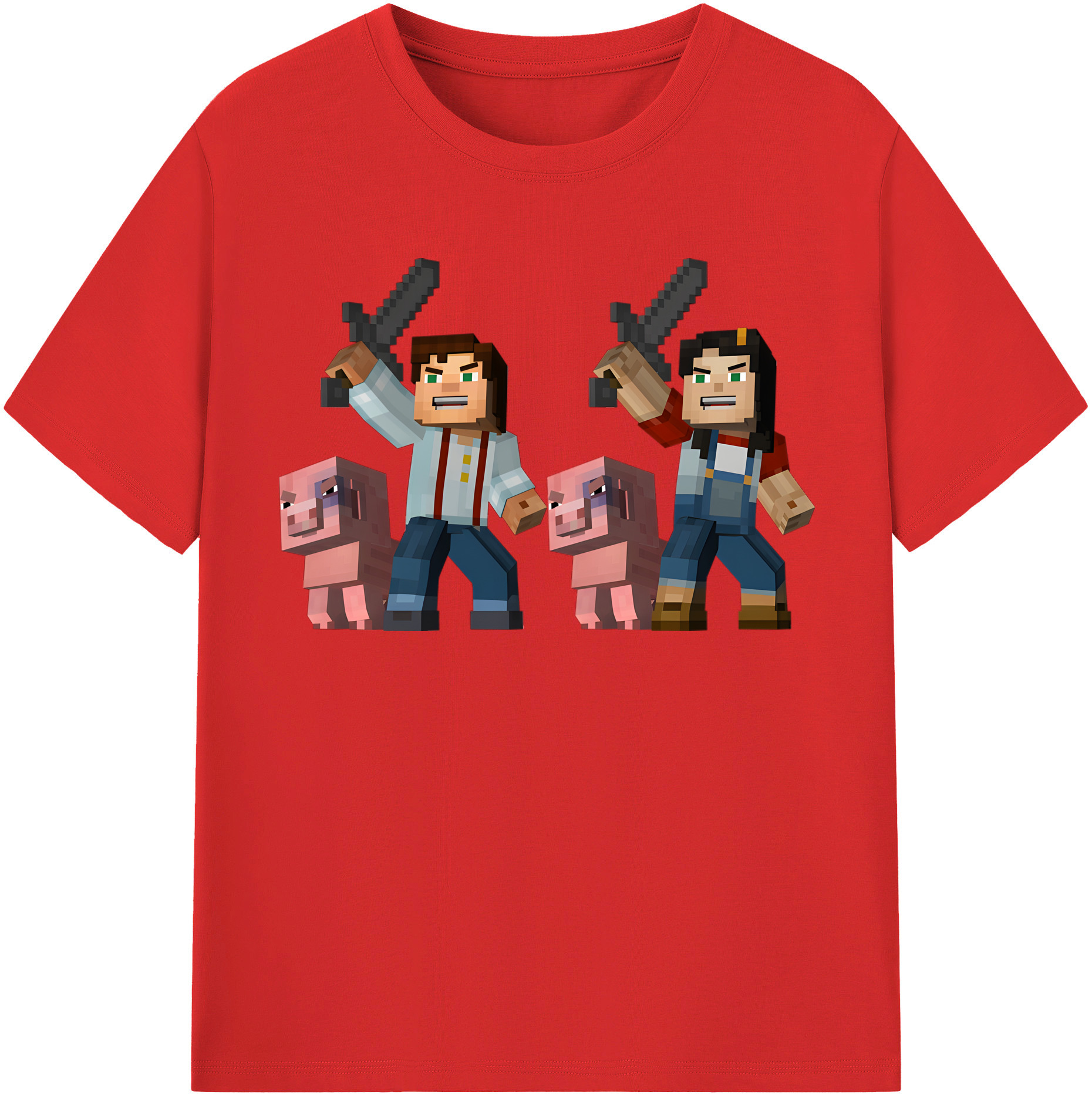 （画像用） マインクラフト ブロックの世界 Minecraft MC Block world レディースカジュアルプリントTシャツ（綿100％）