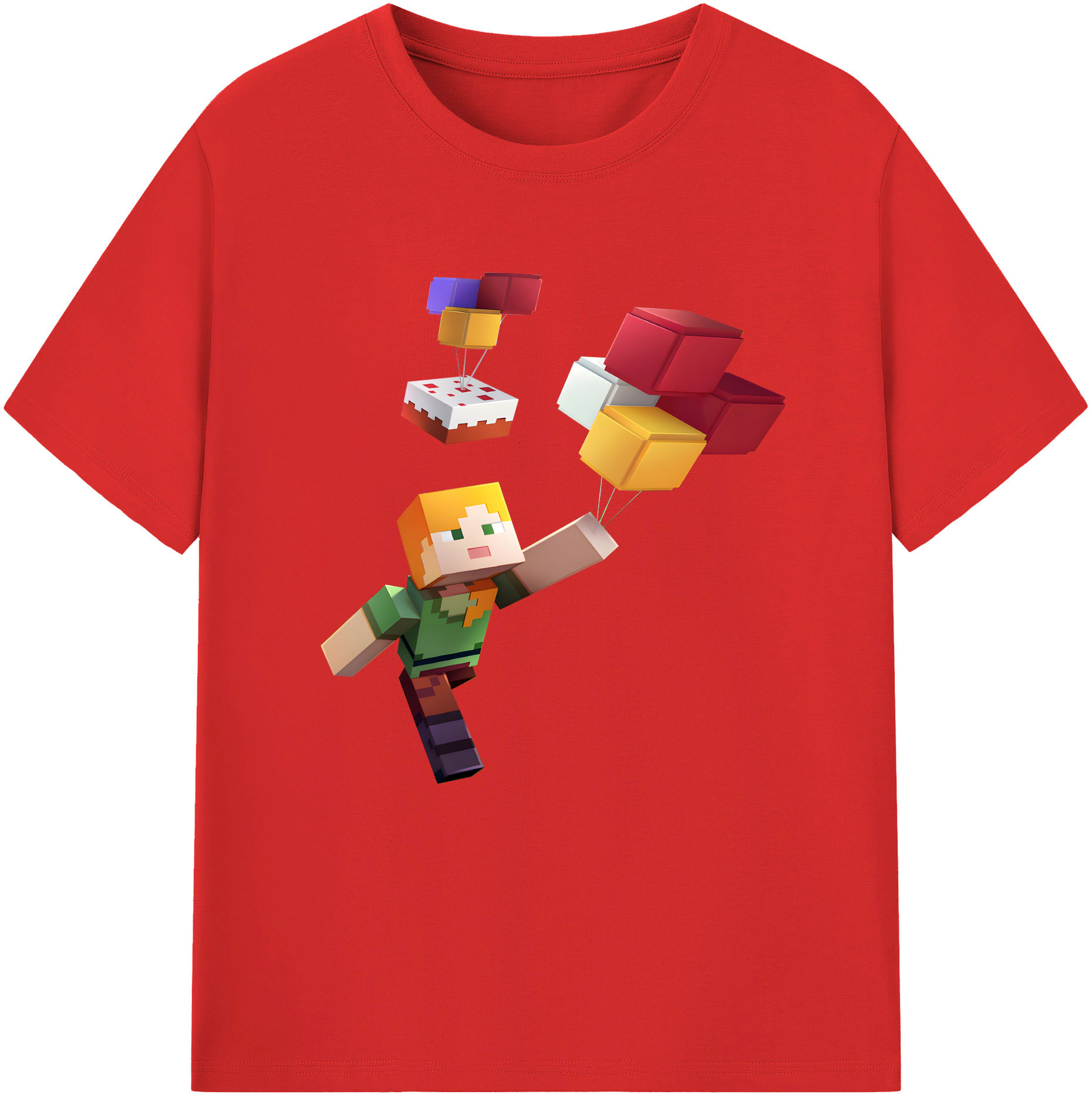 （画像用） マインクラフト ブロックの世界 Minecraft MC Block world レディースカジュアルプリントTシャツ（綿100％）