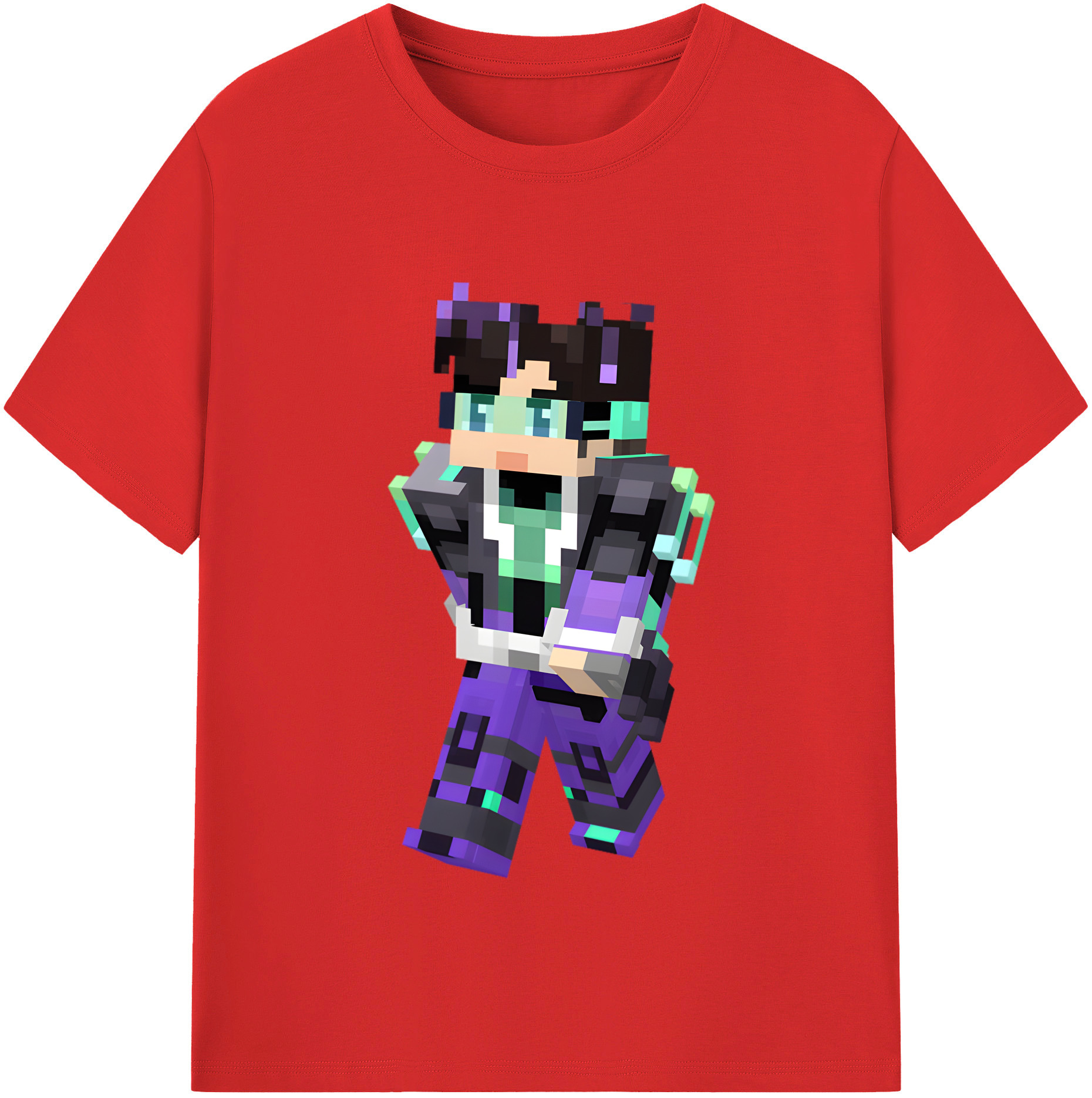 （画像用） マインクラフト ブロックの世界 Minecraft MC Block world レディースカジュアルプリントTシャツ（綿100％）
