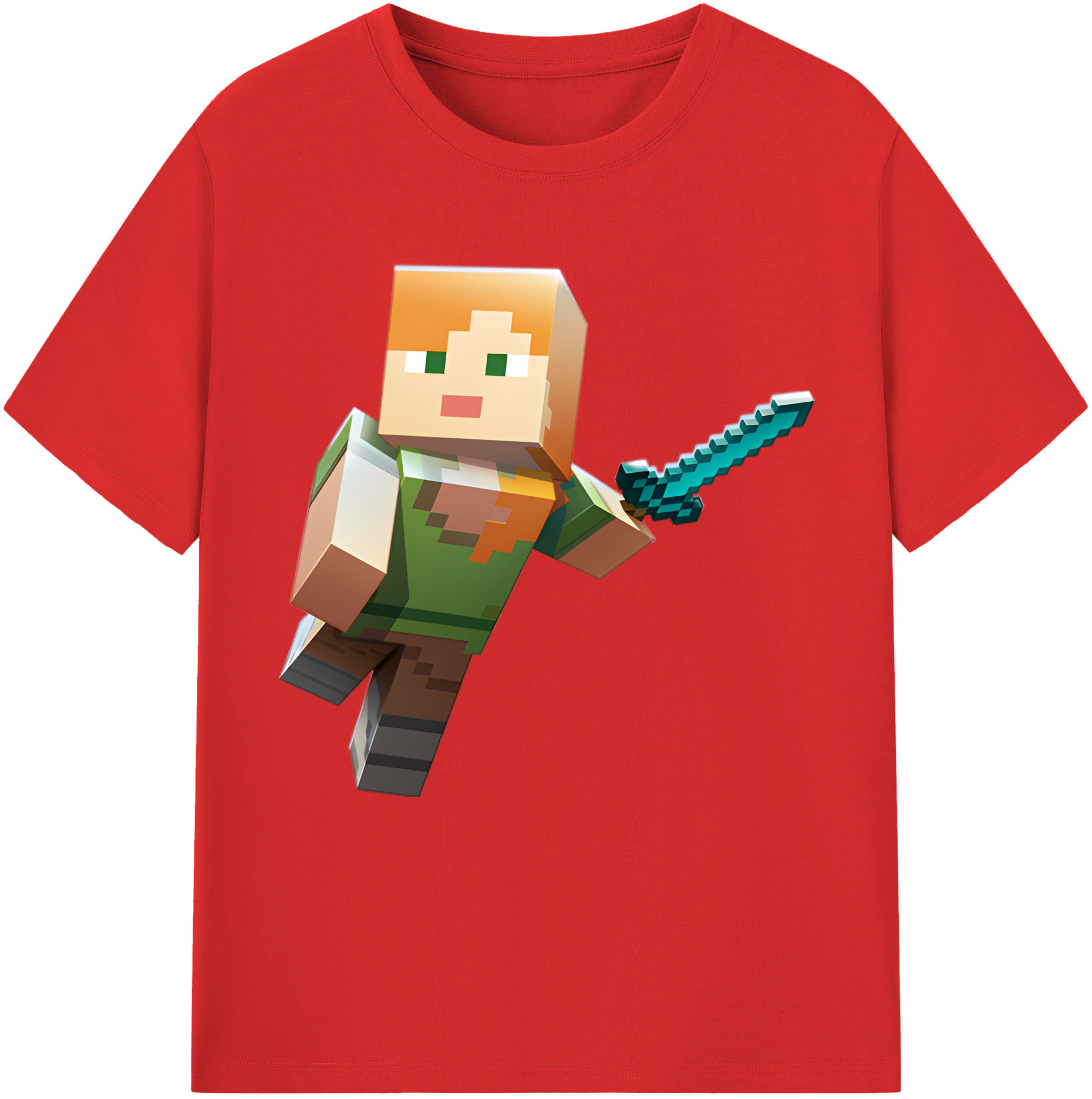 （画像用） マインクラフト ブロックの世界 Minecraft MC Block world レディースカジュアルプリントTシャツ（綿100％）