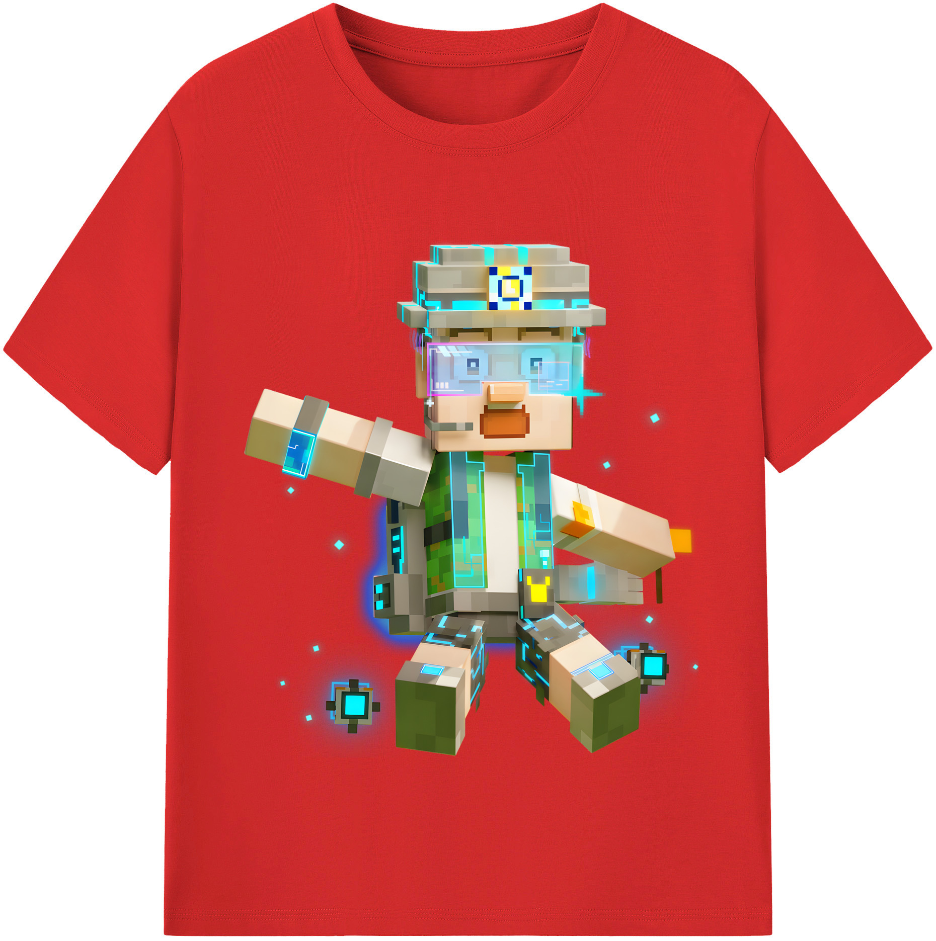 （画像用） マインクラフト ブロックの世界 Minecraft MC Block world レディースカジュアルプリントTシャツ（綿100％）