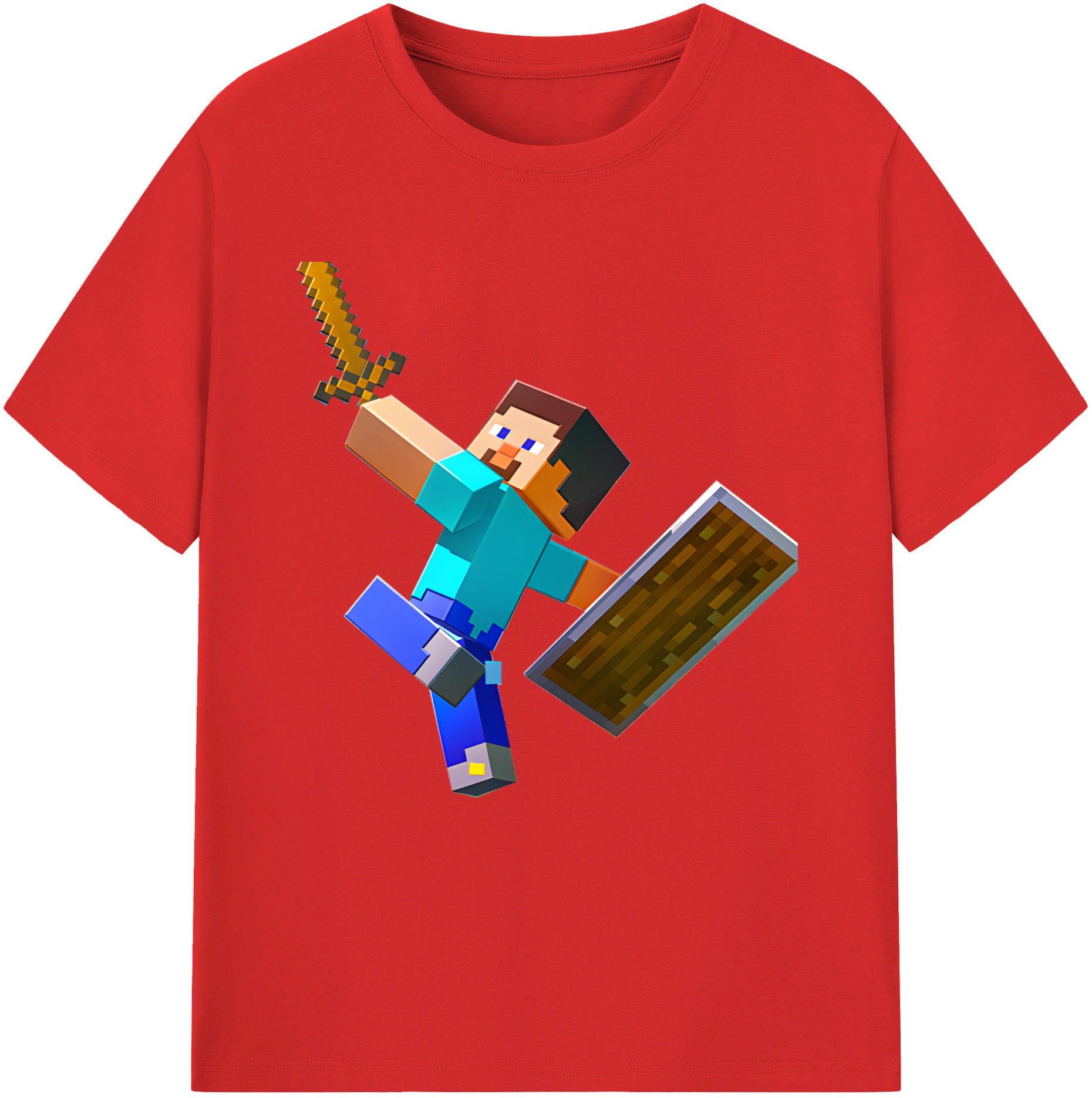 （画像用） マインクラフト ブロックの世界 Minecraft MC Block world レディースカジュアルプリントTシャツ（綿100％）