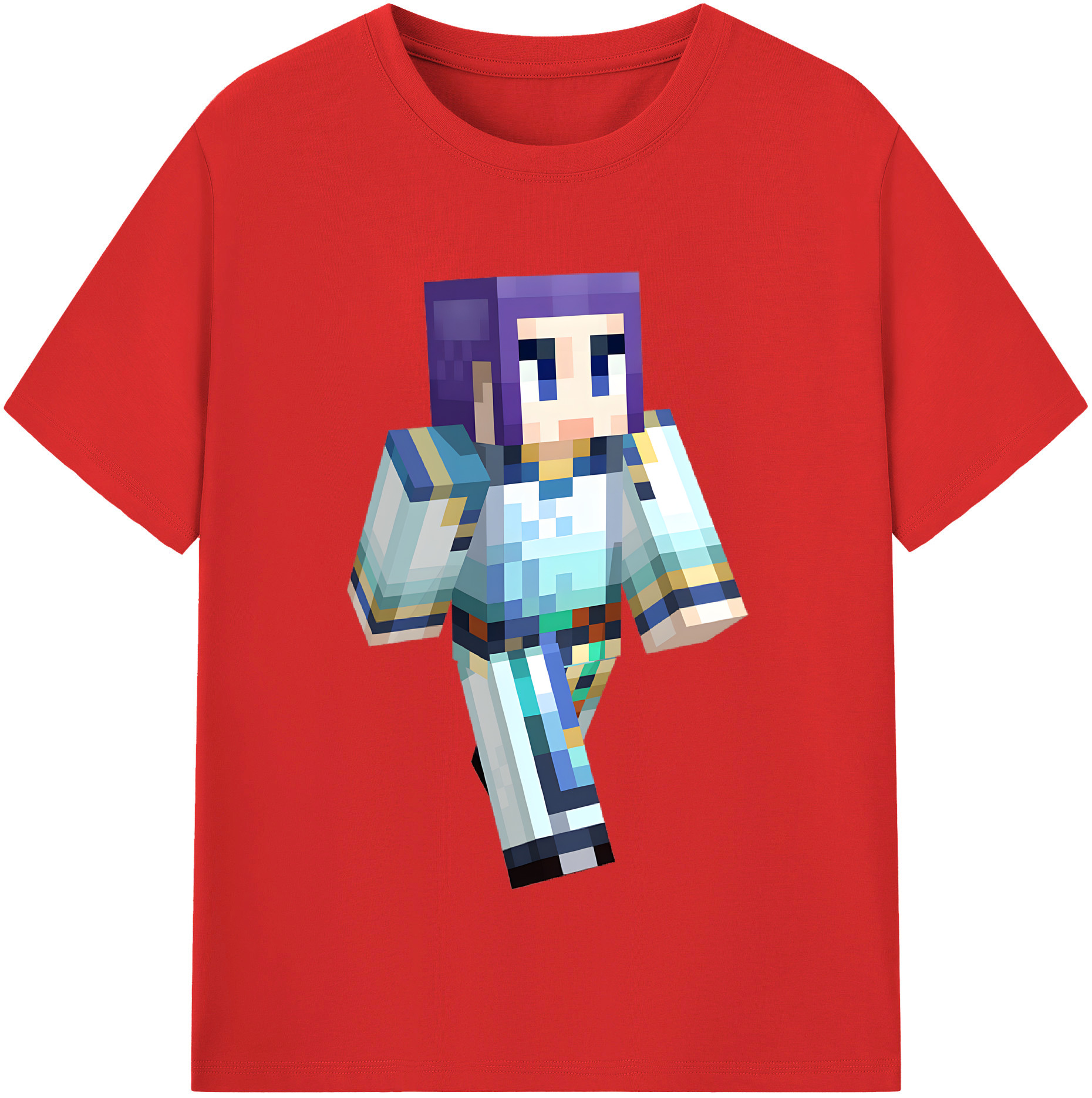 （画像用） マインクラフト ブロックの世界 Minecraft MC Block world レディースカジュアルプリントTシャツ（綿100％）
