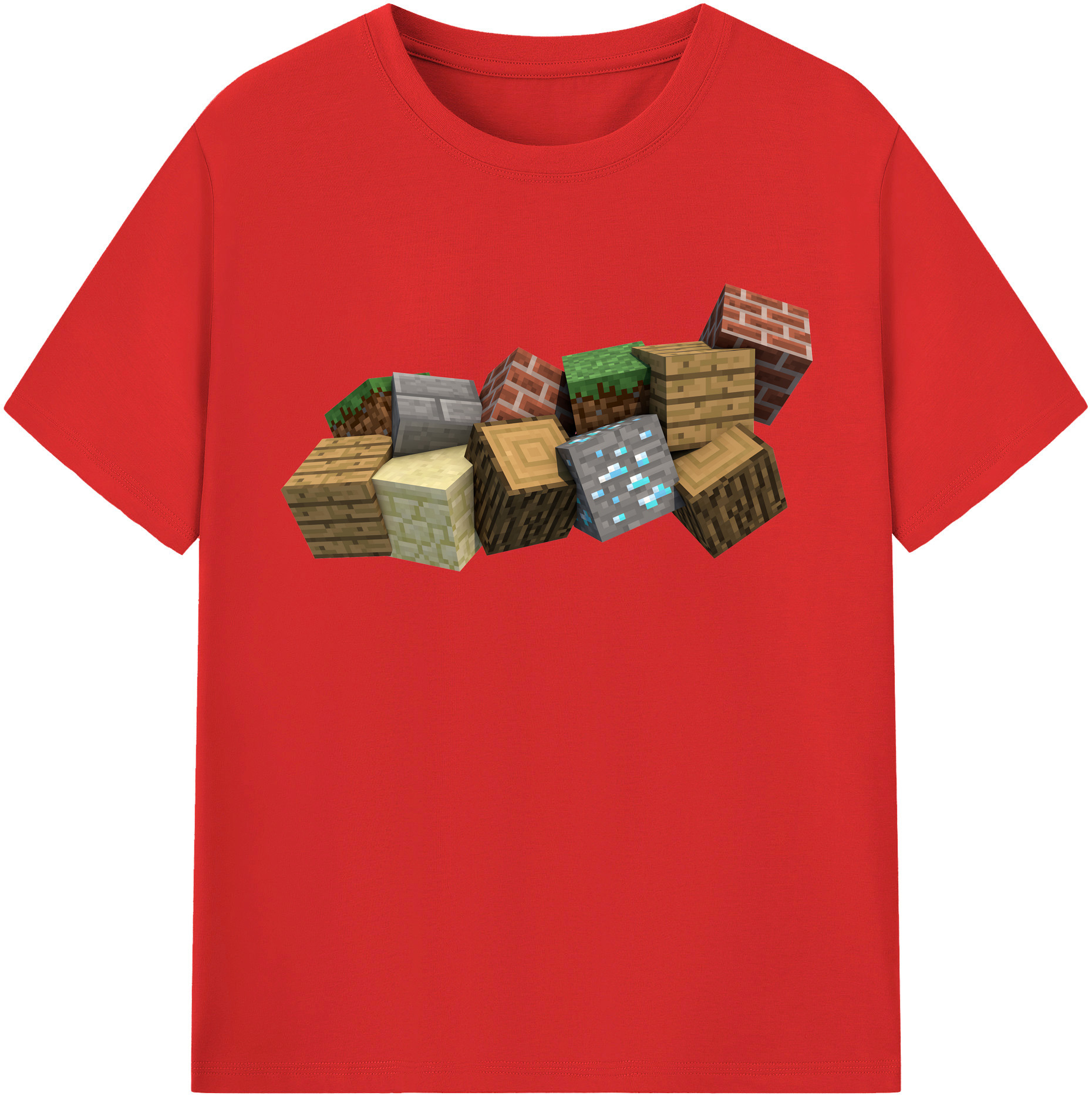 （画像用） マインクラフト ブロックの世界 Minecraft MC Block world レディースカジュアルプリントTシャツ（綿100％）