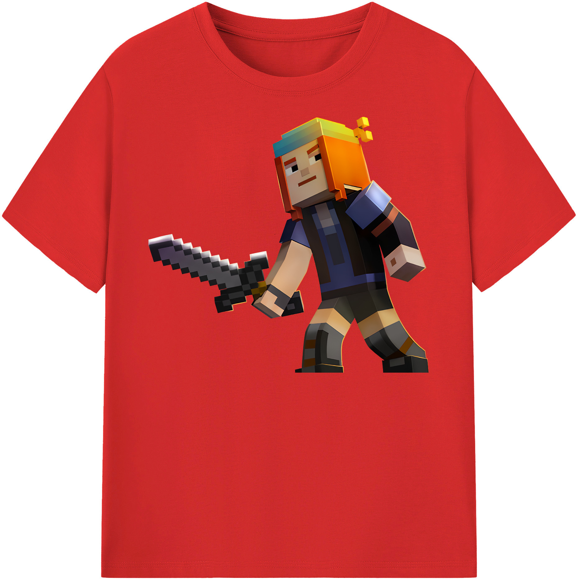 （画像用） マインクラフト ブロックの世界 Minecraft MC Block world レディースカジュアルプリントTシャツ（綿100％）