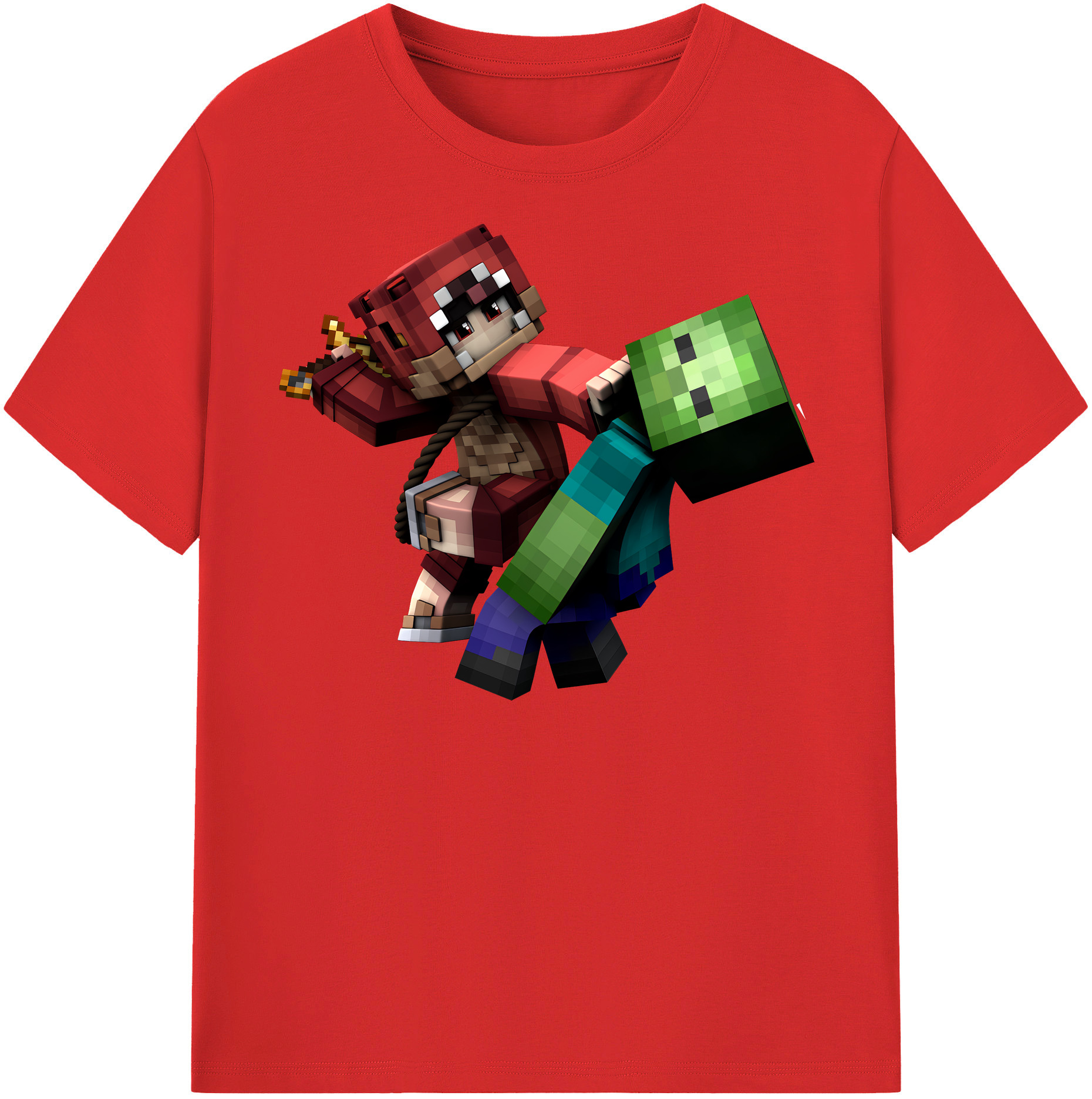 マインクラフト ブロックの世界 Minecraft MC Block world レディースカジュアルプリントTシャツ（綿100％）