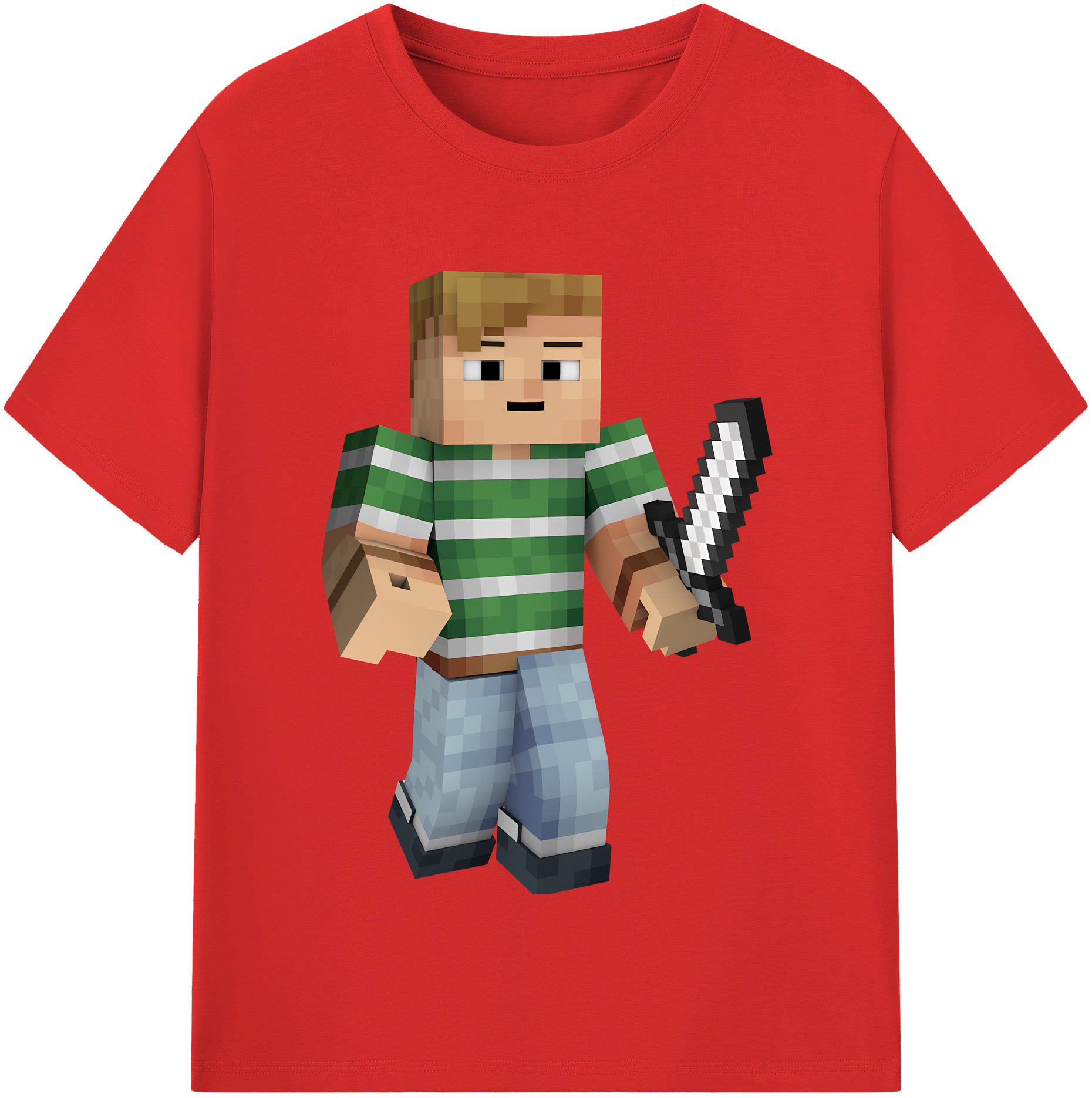 （画像用） マインクラフト ブロックの世界 Minecraft MC Block world レディースカジュアルプリントTシャツ（綿100％）