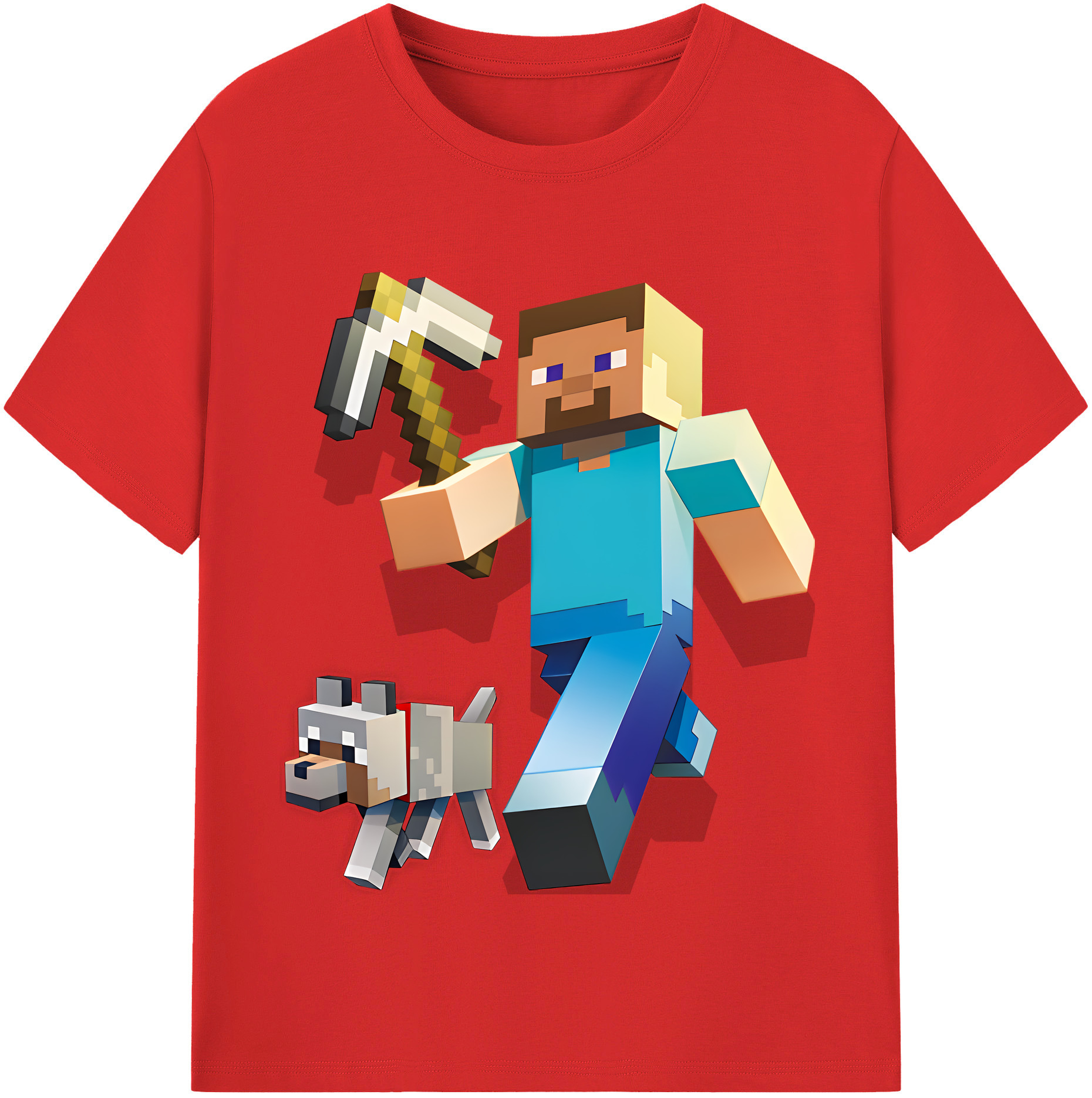 （画像用） マインクラフト ブロックの世界 Minecraft MC Block world レディースカジュアルプリントTシャツ（綿100％）
