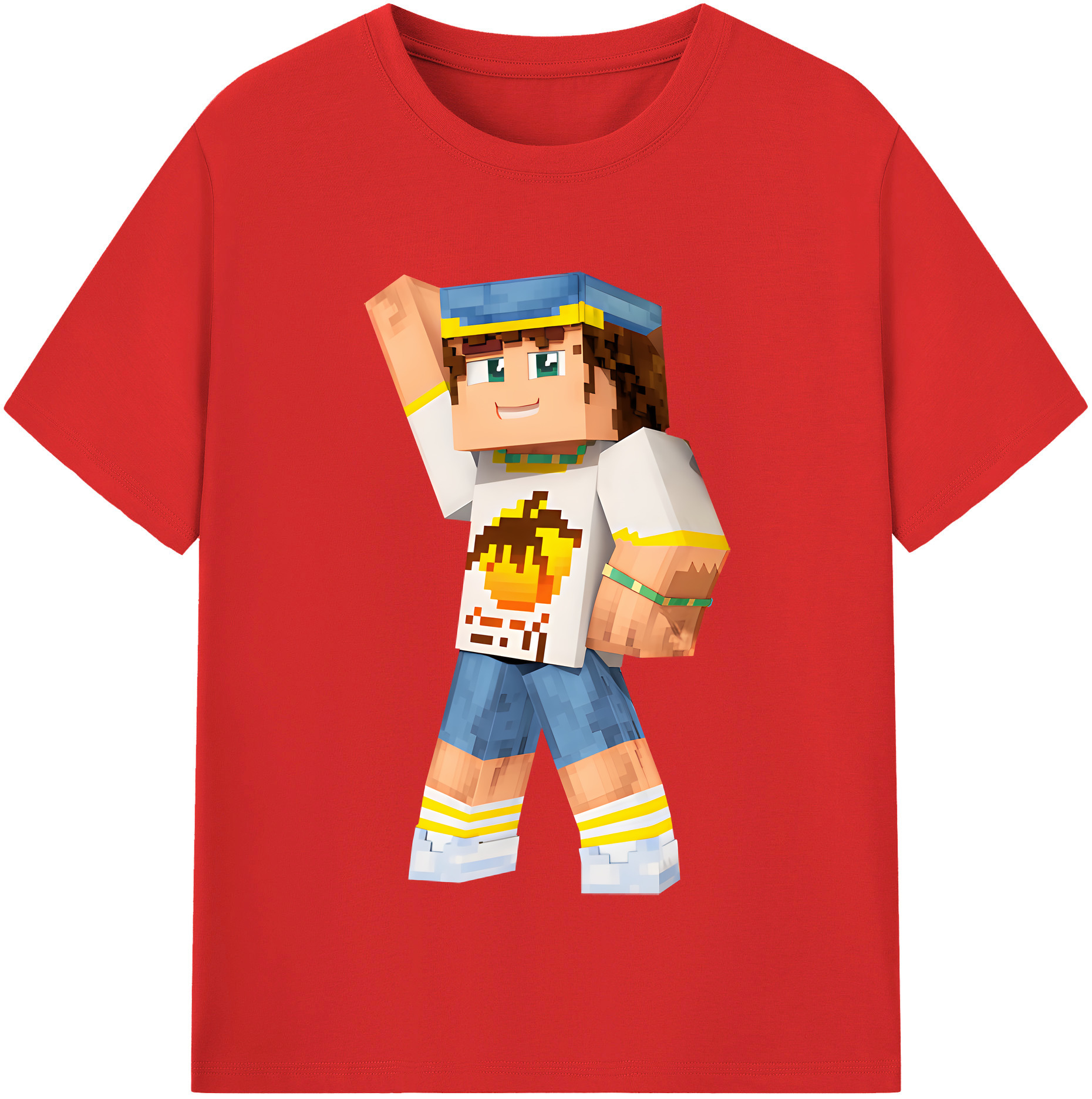 （画像用） マインクラフト ブロックの世界 Minecraft MC Block world レディースカジュアルプリントTシャツ（綿100％）