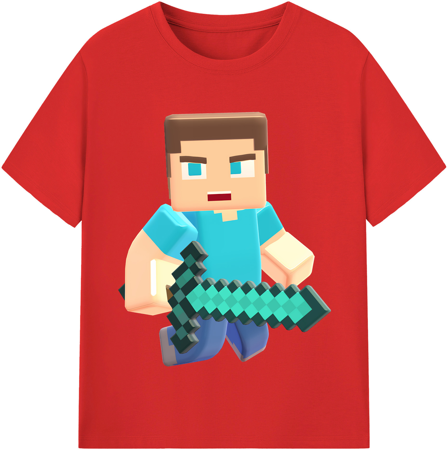 （画像用） マインクラフト ブロックの世界 Minecraft MC Block world レディースカジュアルプリントTシャツ（綿100％）
