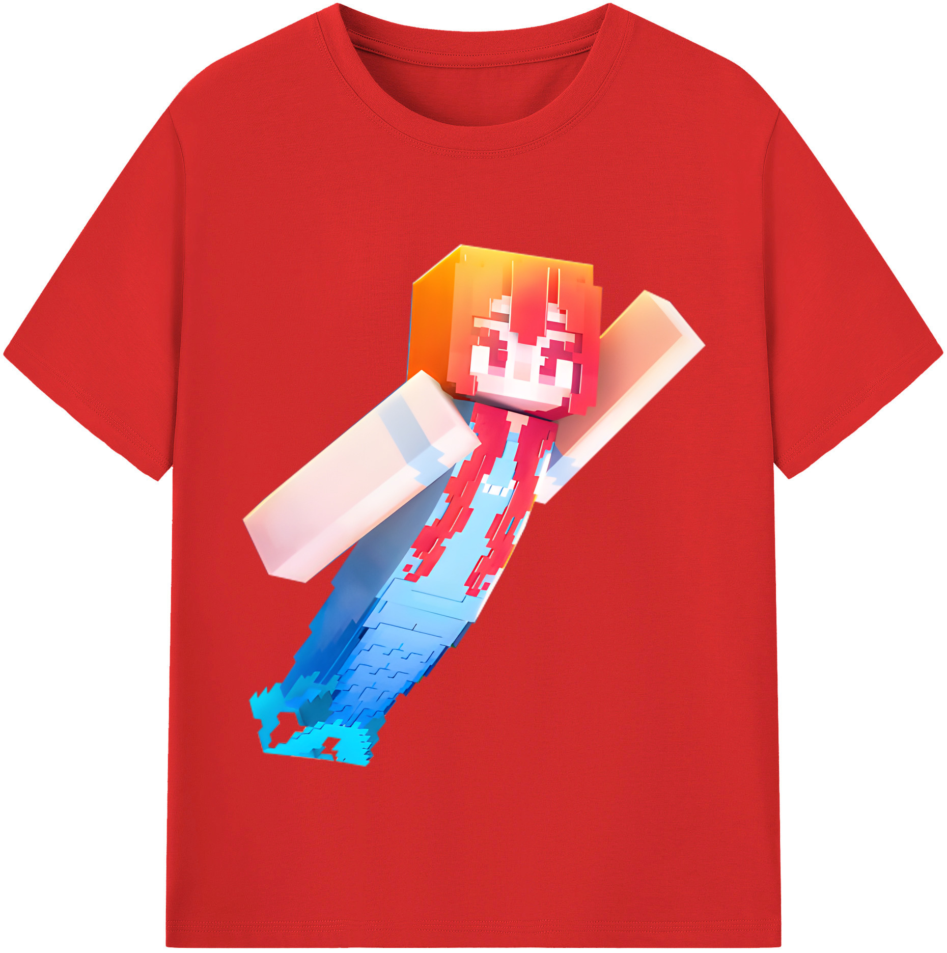 （画像用） マインクラフト ブロックの世界 Minecraft MC Block world レディースカジュアルプリントTシャツ（綿100％）