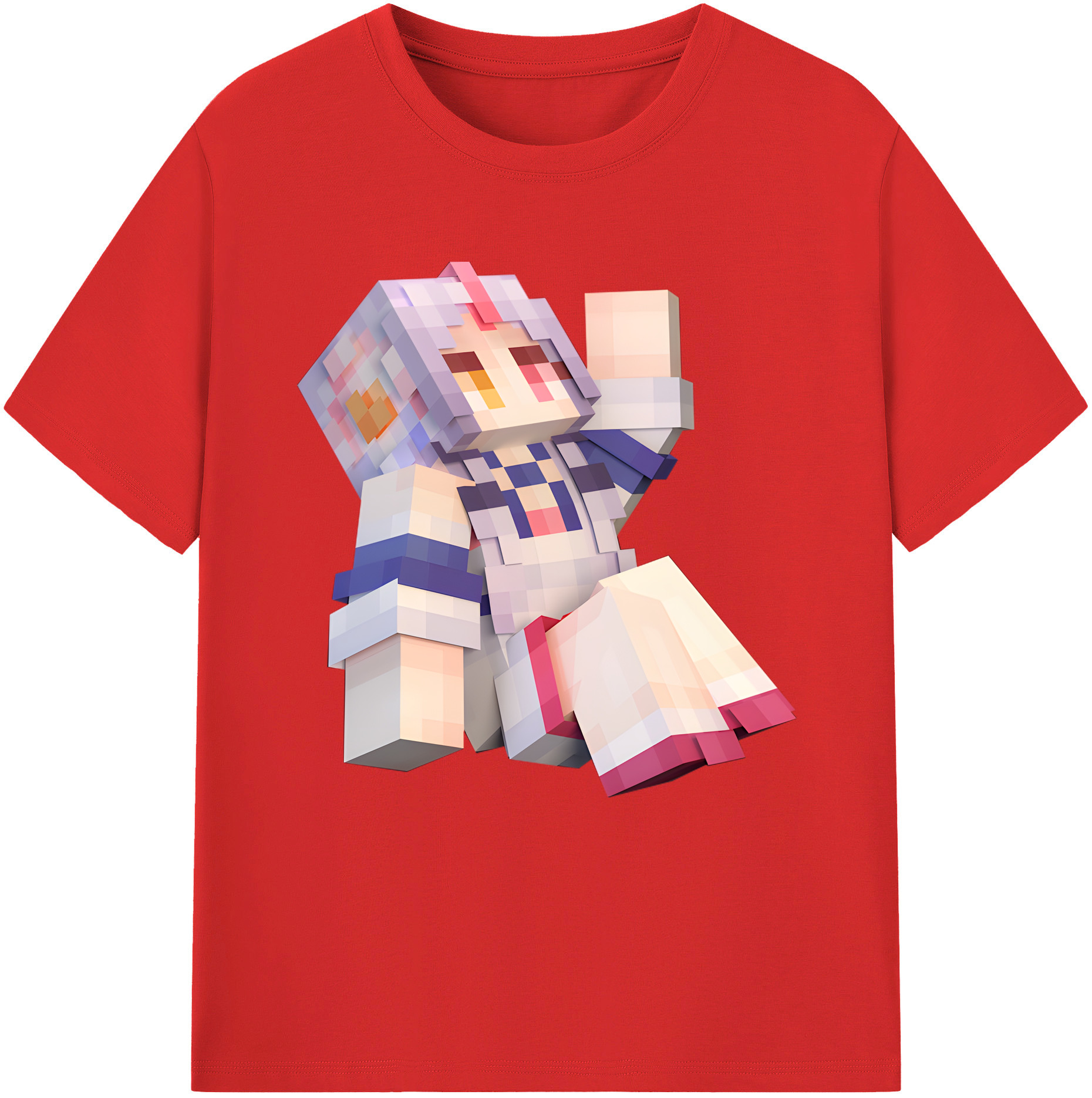 （画像用） マインクラフト ブロックの世界 Minecraft MC Block world レディースカジュアルプリントTシャツ（綿100％）