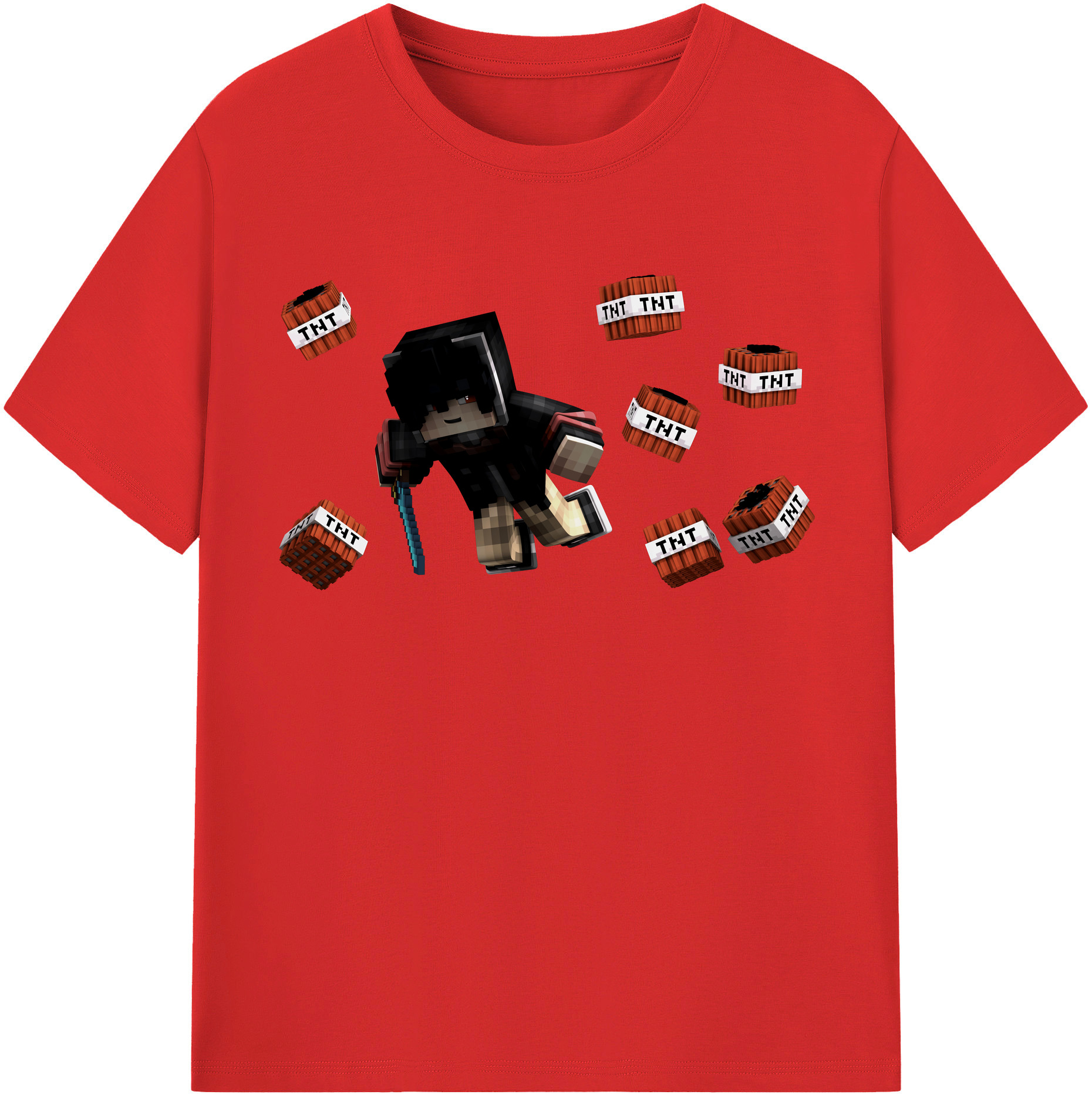 （画像用） マインクラフト ブロックの世界 Minecraft MC Block world レディースカジュアルプリントTシャツ（綿100％）