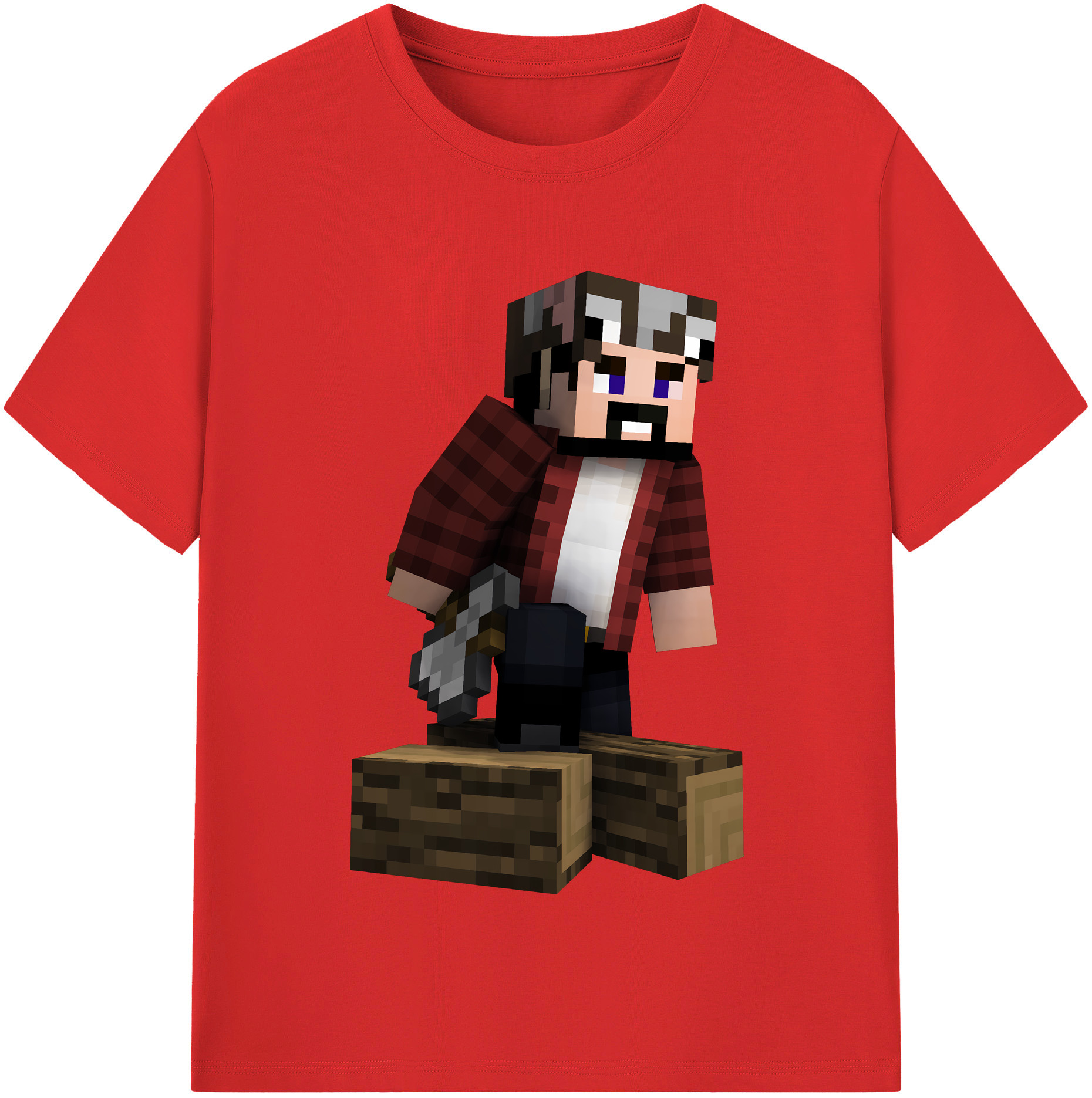 （画像用） マインクラフト ブロックの世界 Minecraft MC Block world レディースカジュアルプリントTシャツ（綿100％）