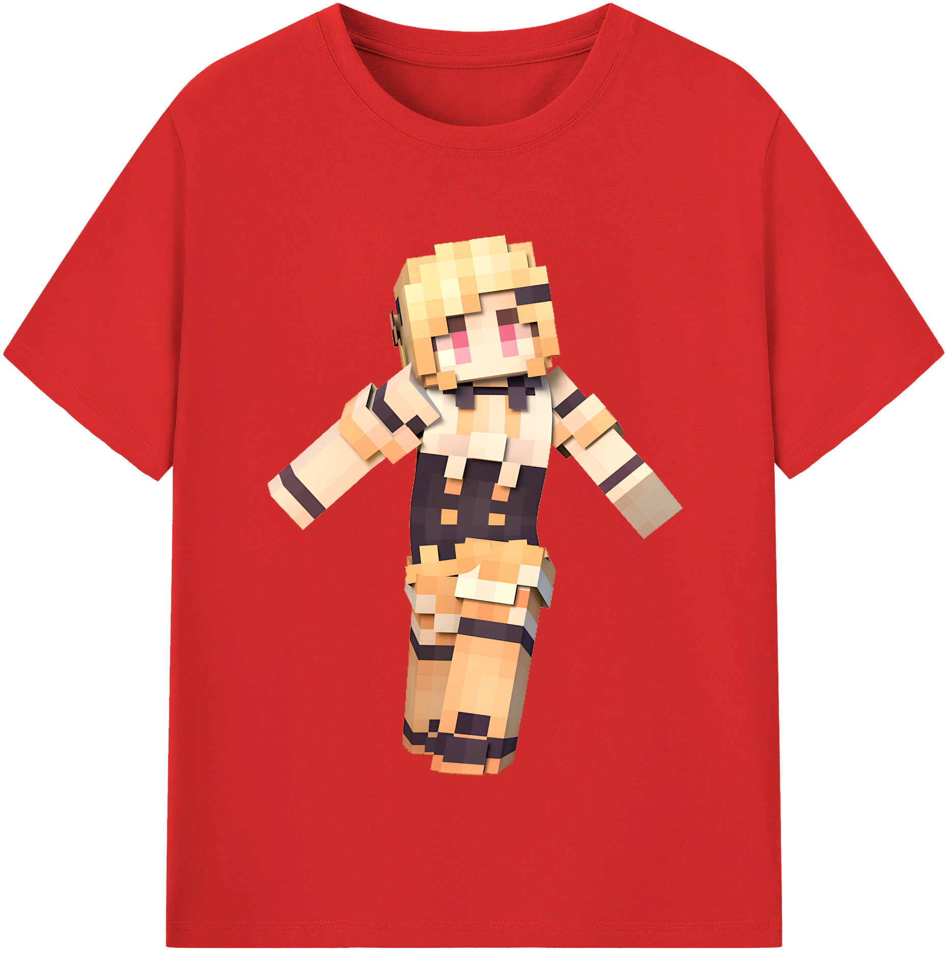 （画像用） マインクラフト ブロックの世界 Minecraft MC Block world レディースカジュアルプリントTシャツ（綿100％）