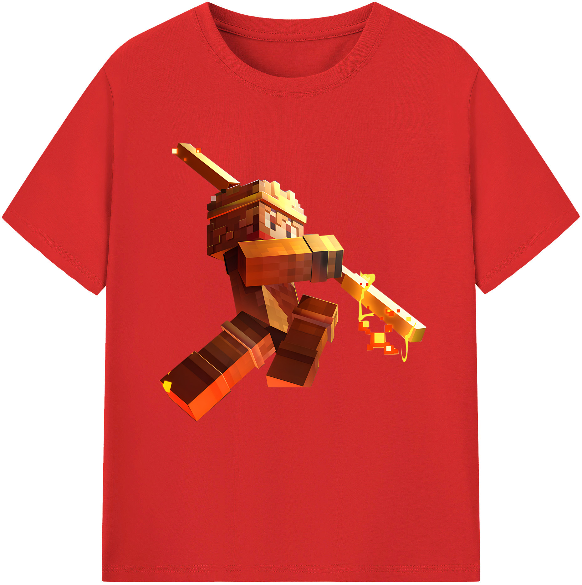 （画像用） マインクラフト ブロックの世界 Minecraft MC Block world レディースカジュアルプリントTシャツ（綿100％）