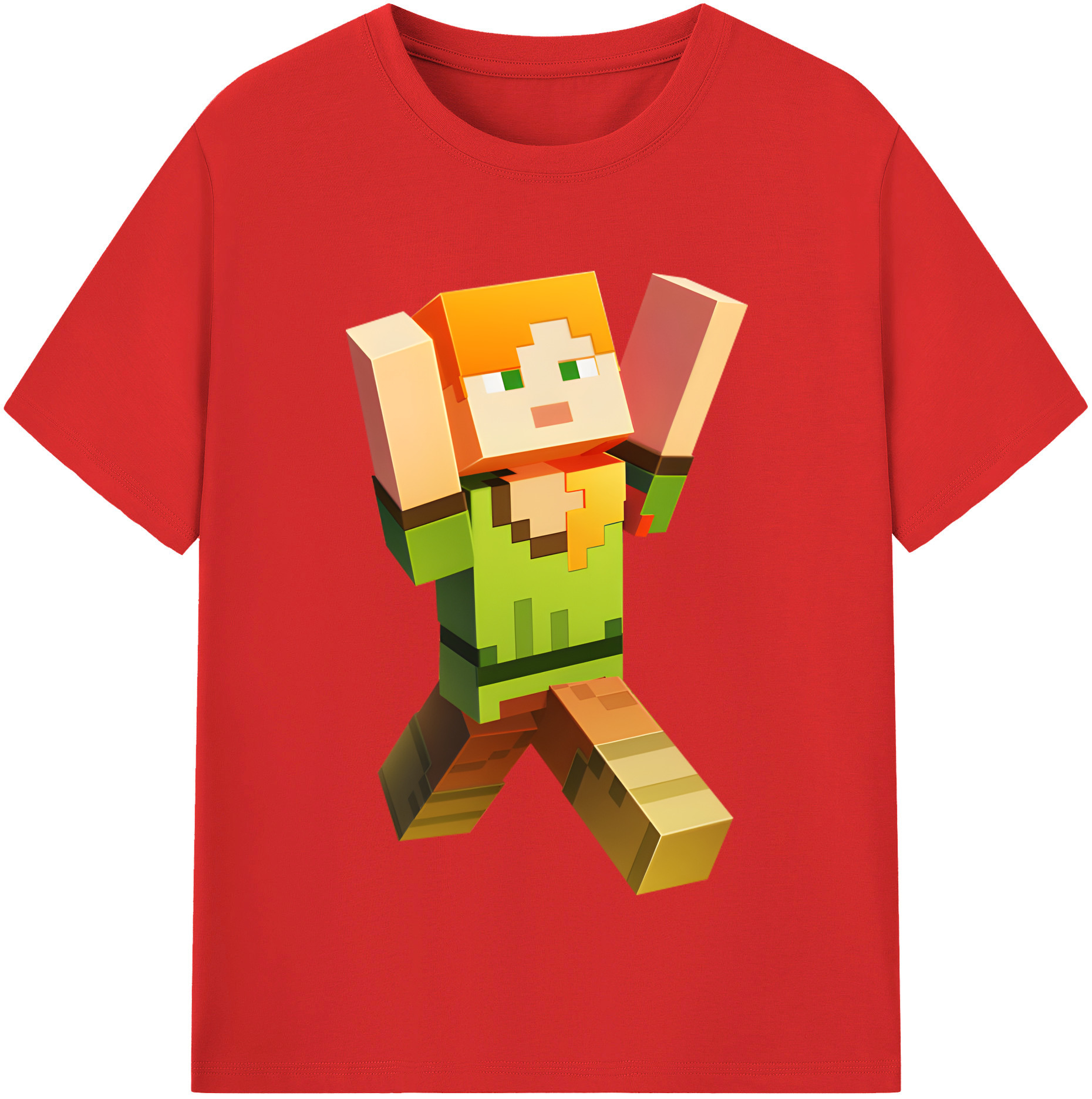 （画像用） マインクラフト ブロックの世界 Minecraft MC Block world レディースカジュアルプリントTシャツ（綿100％）