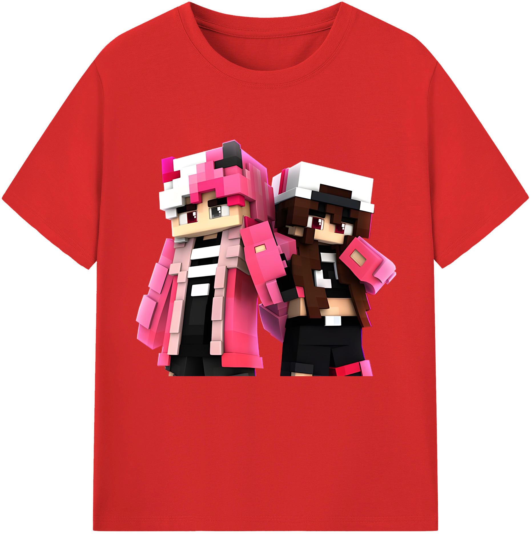 （画像用） マインクラフト ブロックの世界 Minecraft MC Block world レディースカジュアルプリントTシャツ（綿100％）