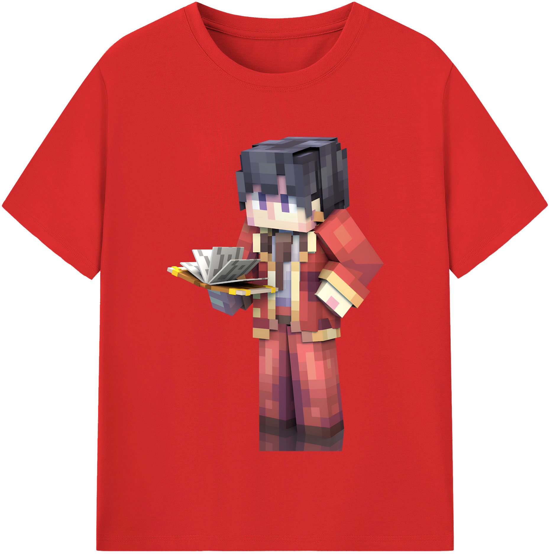 （画像用） マインクラフト ブロックの世界 Minecraft MC Block world レディースカジュアルプリントTシャツ（綿100％）