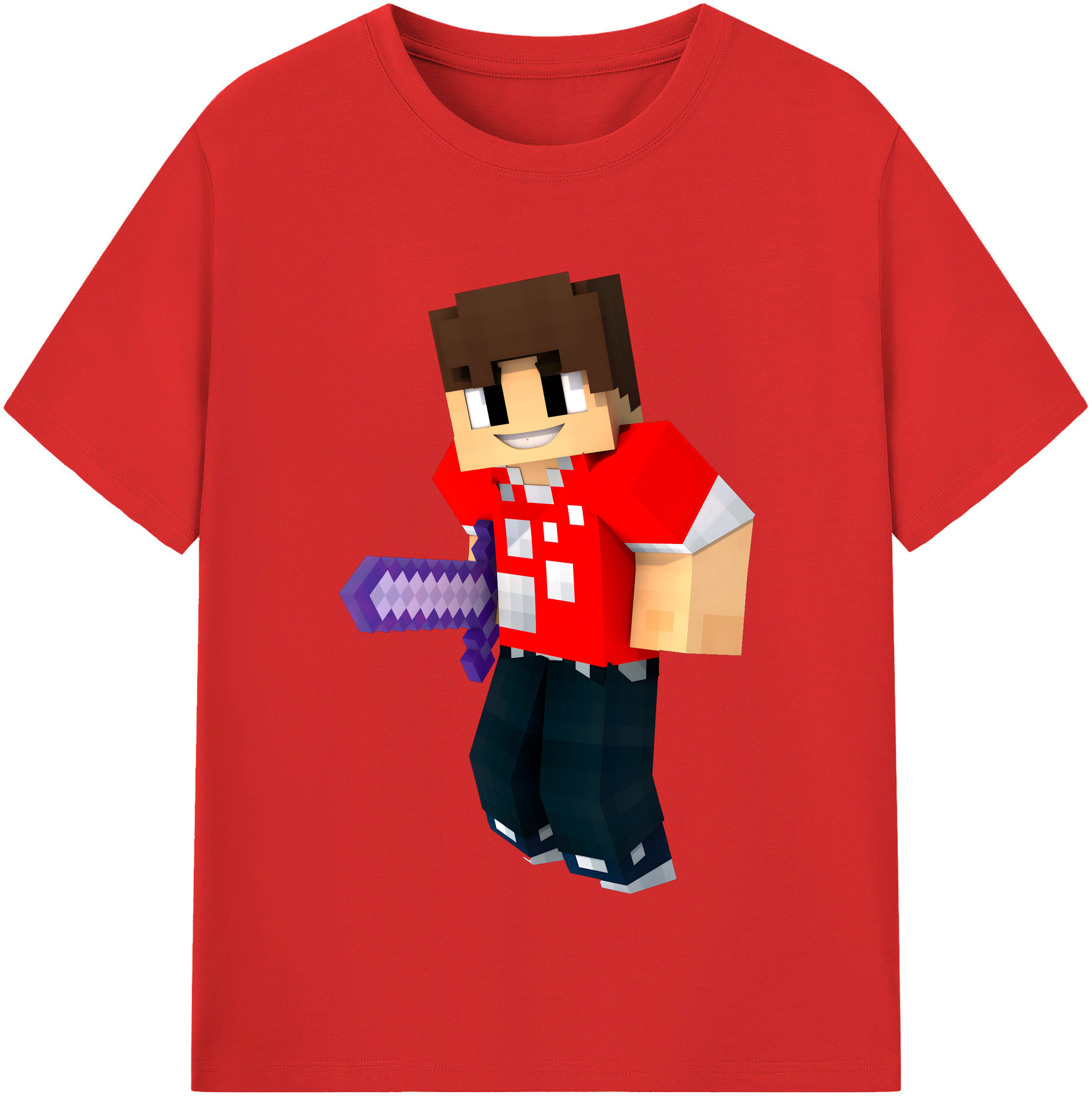 （画像用） マインクラフト ブロックの世界 Minecraft MC Block world レディースカジュアルプリントTシャツ（綿100％）